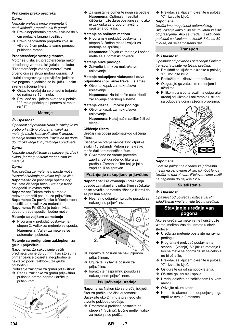 Stavljanje uređaja van pogona | Karcher KM 90-60 R Bp Pack Advanced User Manual | Page 294 / 376