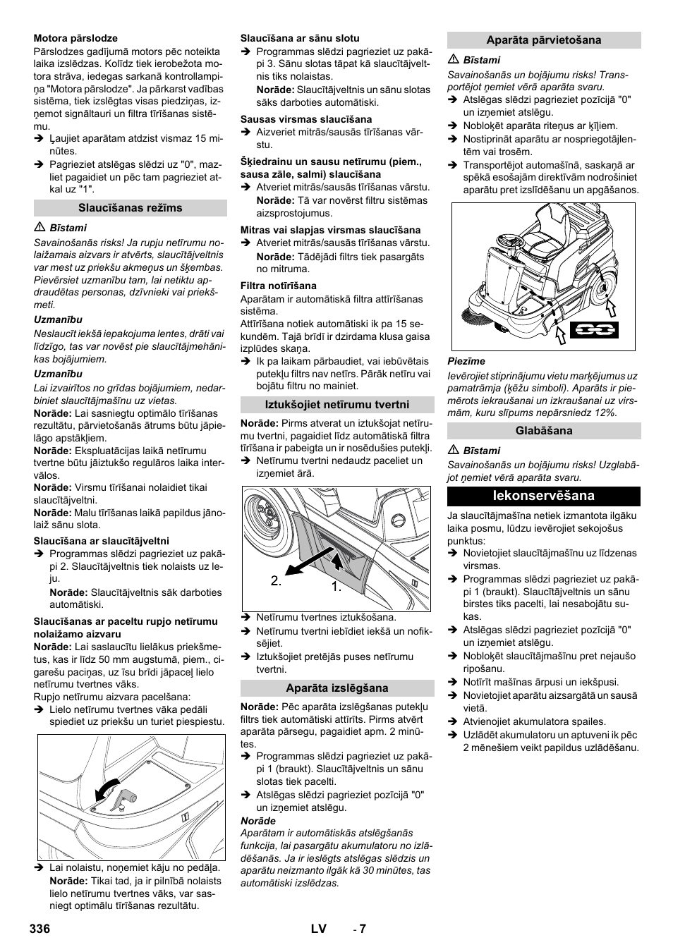Iekonservēšana | Karcher KM 90-60 R Bp Pack Advanced User Manual | Page 336 / 376
