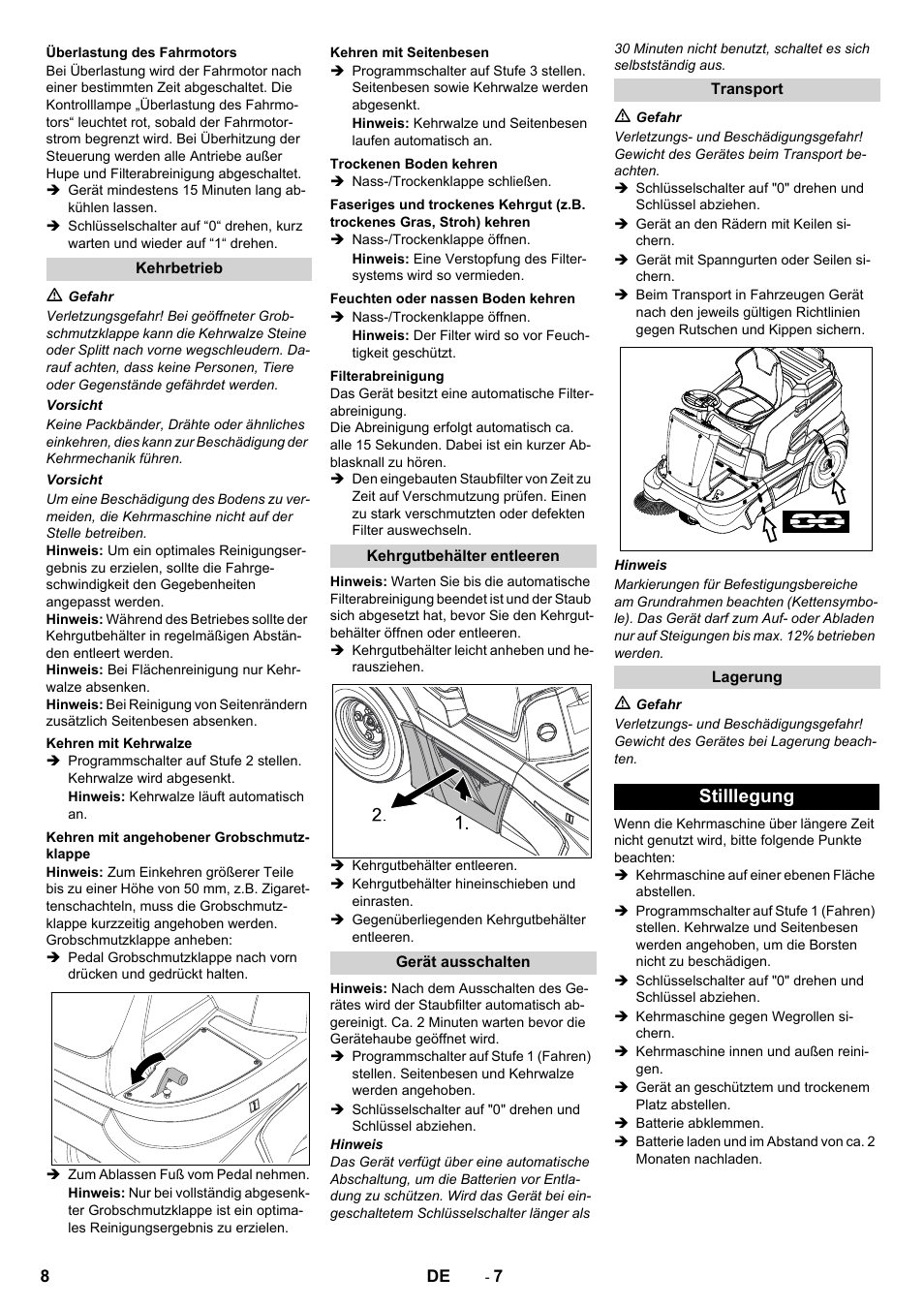 Stilllegung | Karcher KM 90-60 R Bp Pack Advanced User Manual | Page 8 / 376