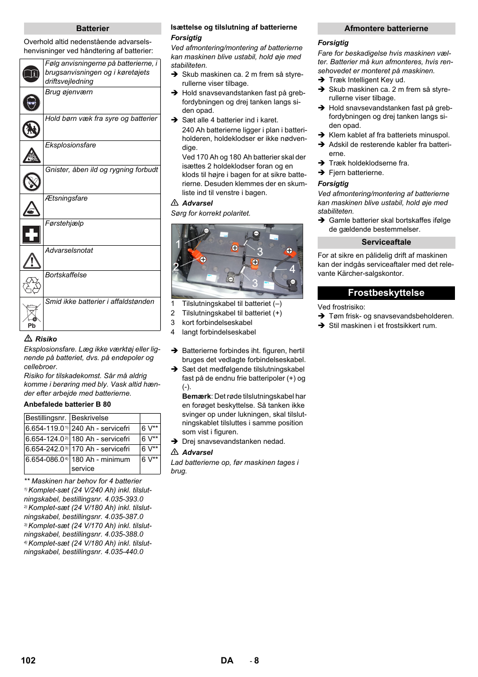 Frostbeskyttelse | Karcher B 80 W User Manual | Page 102 / 310