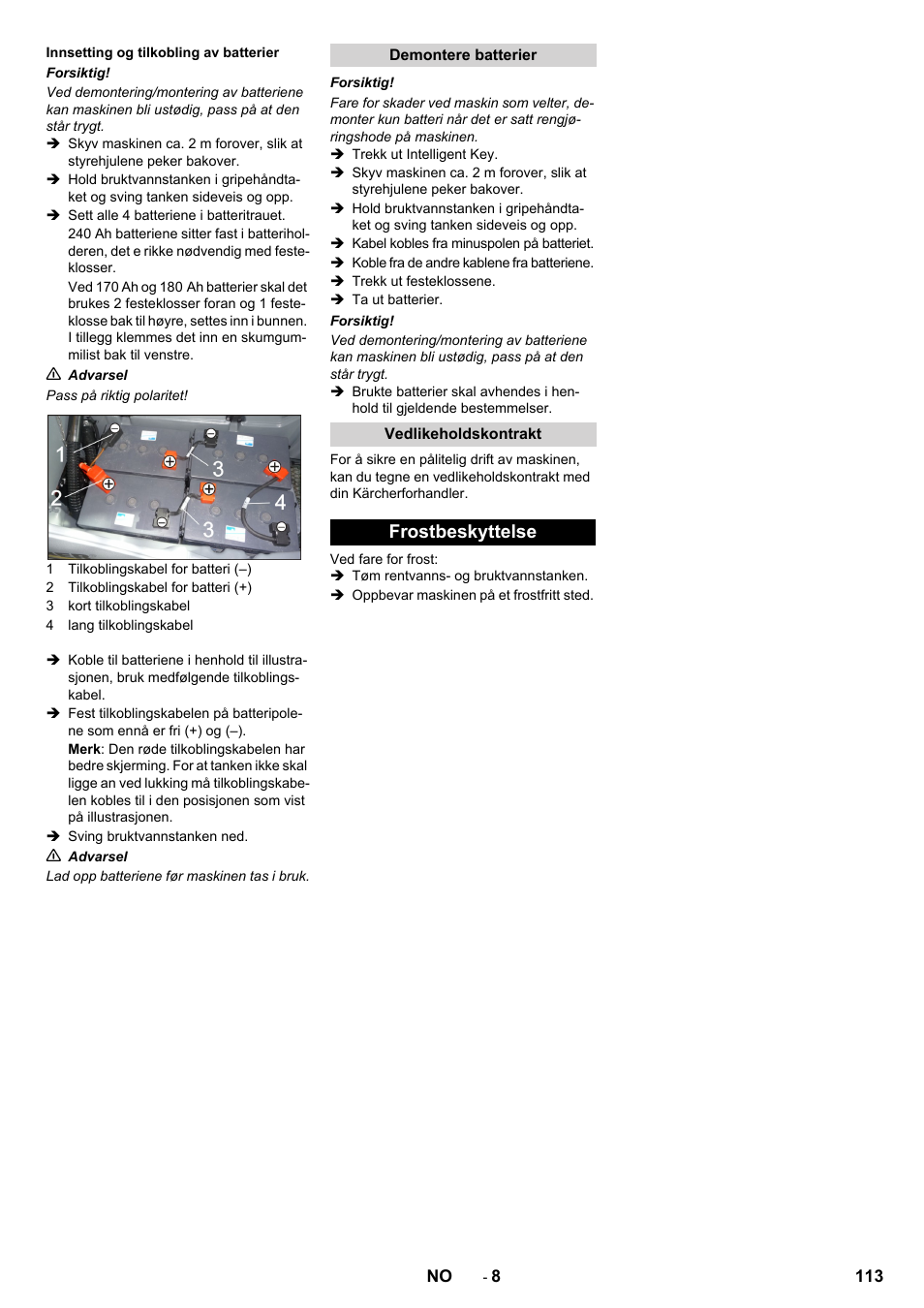 Frostbeskyttelse | Karcher B 80 W User Manual | Page 113 / 310