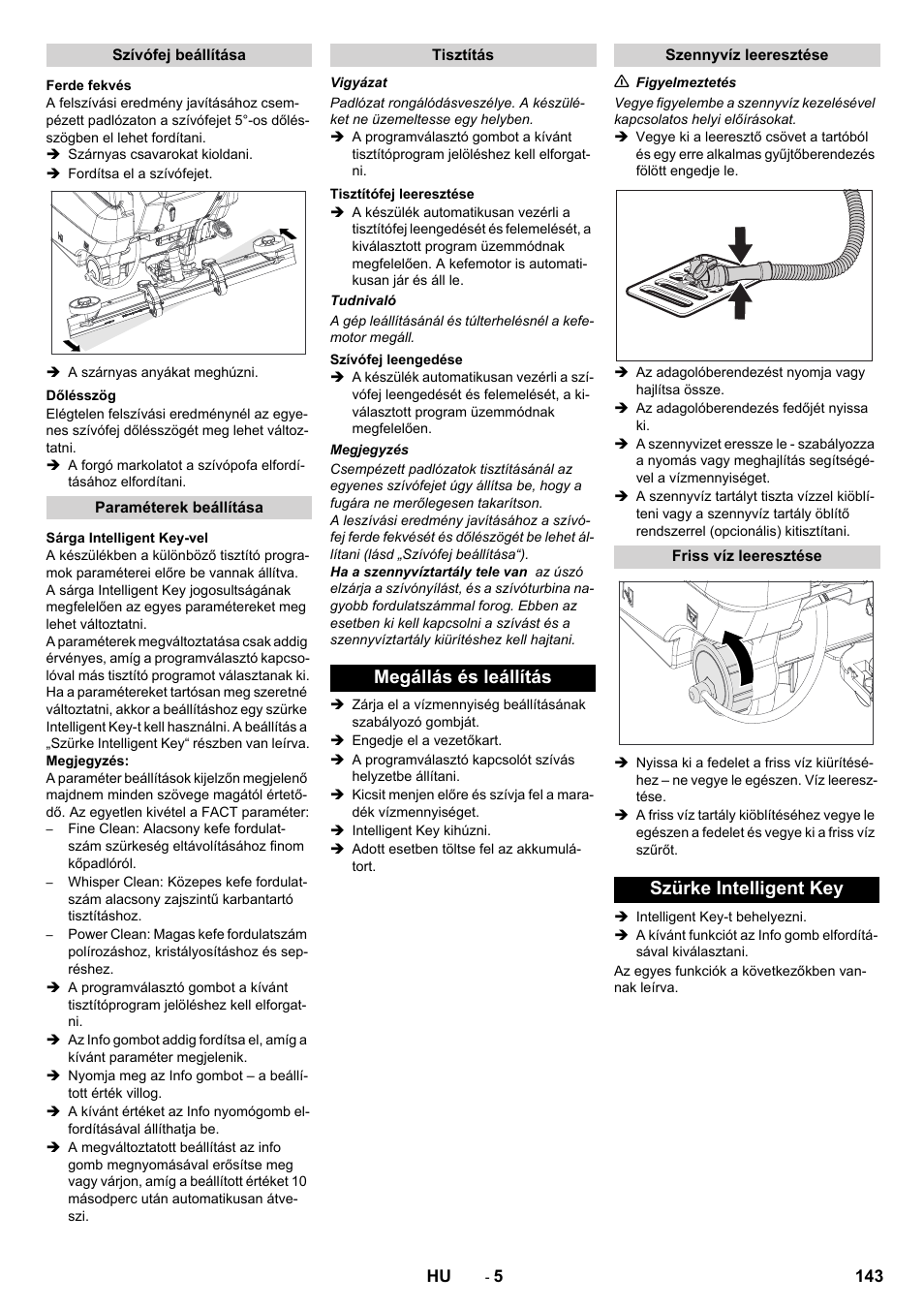 Megállás és leállítás, Szürke intelligent key | Karcher B 80 W User Manual | Page 143 / 310