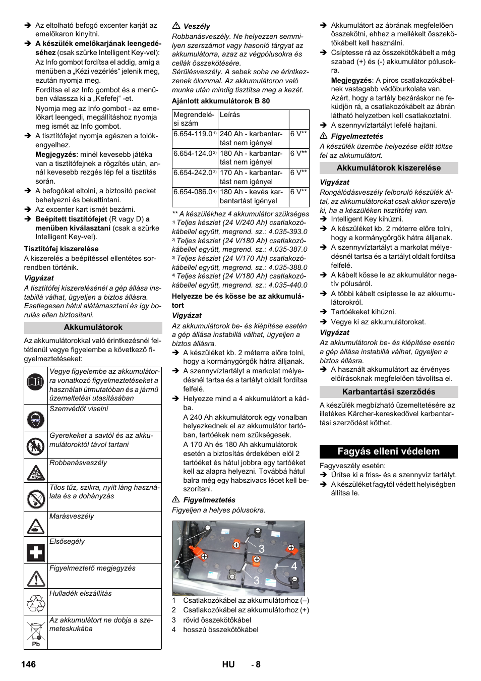 Fagyás elleni védelem | Karcher B 80 W User Manual | Page 146 / 310