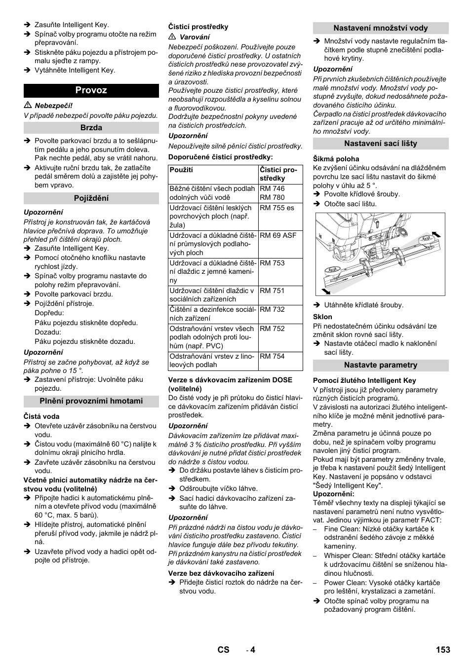 Provoz | Karcher B 80 W User Manual | Page 153 / 310