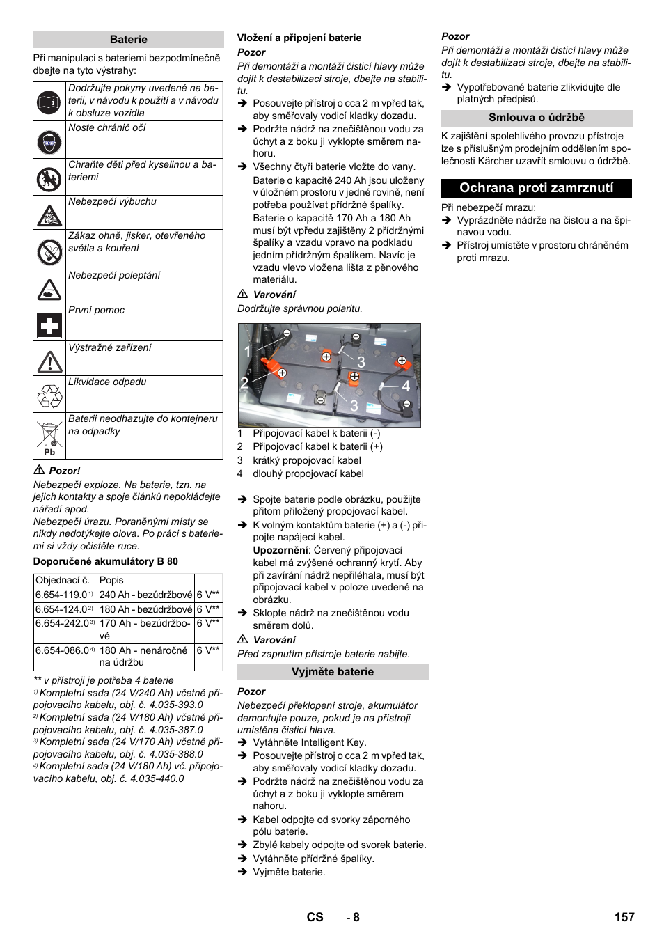 Ochrana proti zamrznutí | Karcher B 80 W User Manual | Page 157 / 310