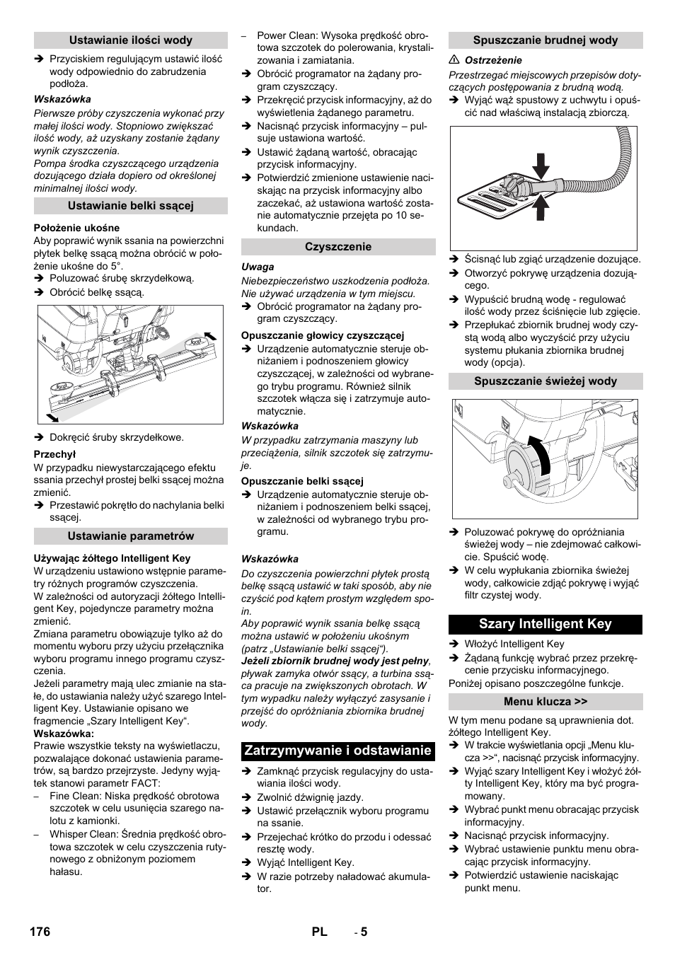 Zatrzymywanie i odstawianie, Szary intelligent key | Karcher B 80 W User Manual | Page 176 / 310