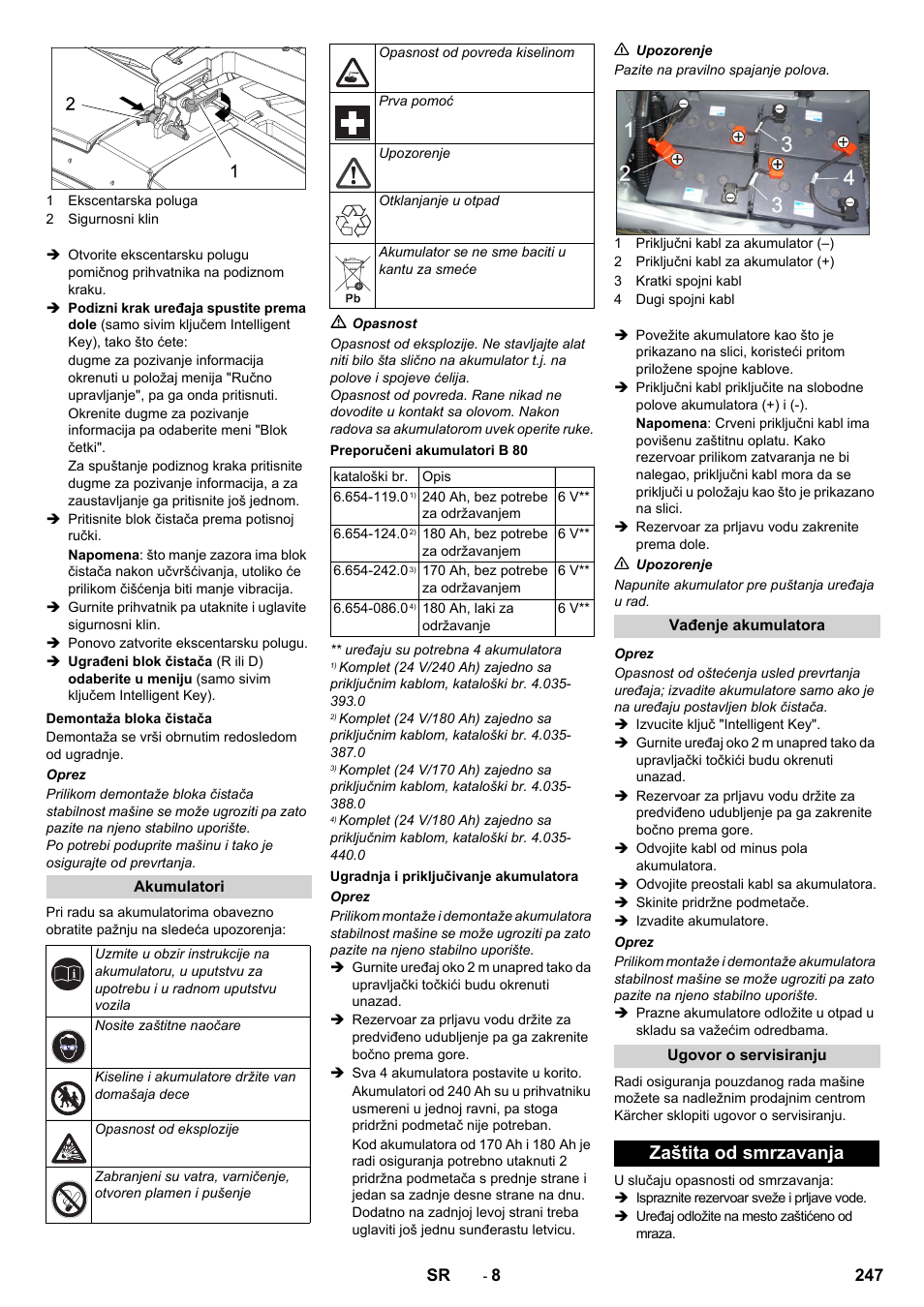 Zaštita od smrzavanja | Karcher B 80 W User Manual | Page 247 / 310