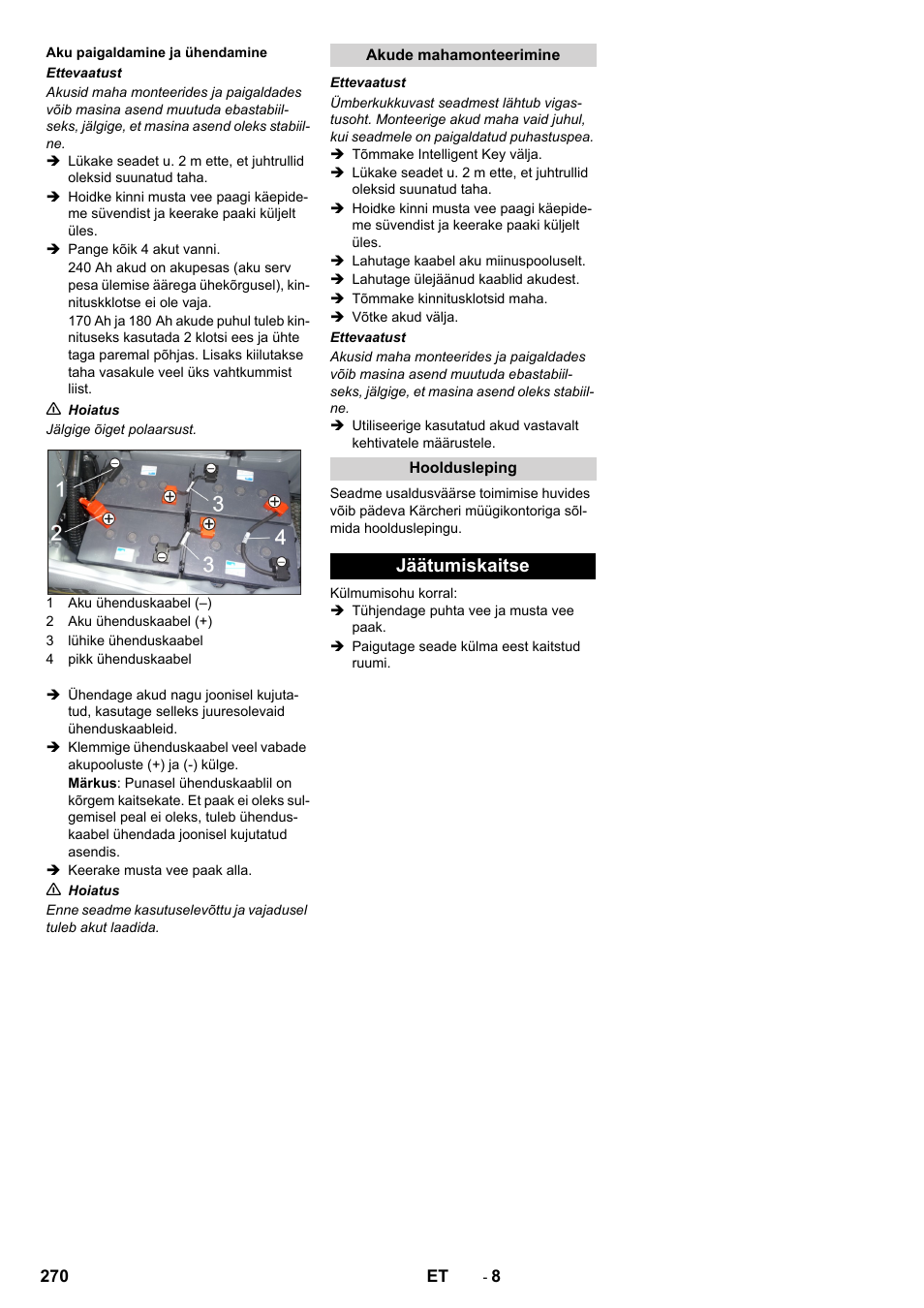 Jäätumiskaitse | Karcher B 80 W User Manual | Page 270 / 310