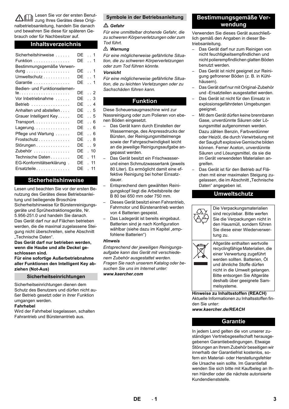 Karcher B 80 W User Manual | Page 3 / 310