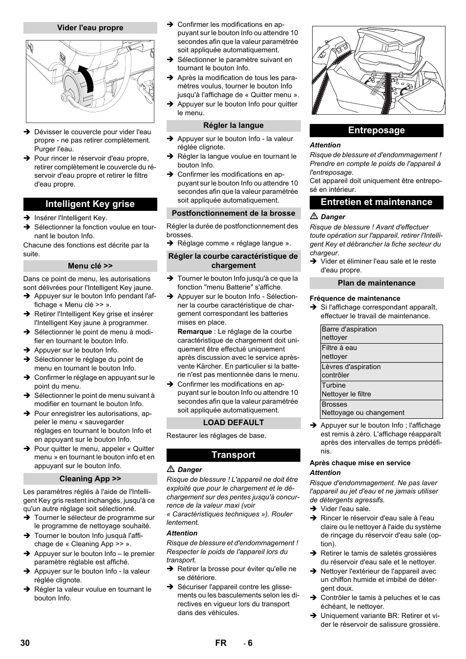 Intelligent key grise, Transport entreposage entretien et maintenance | Karcher B 80 W User Manual | Page 30 / 310