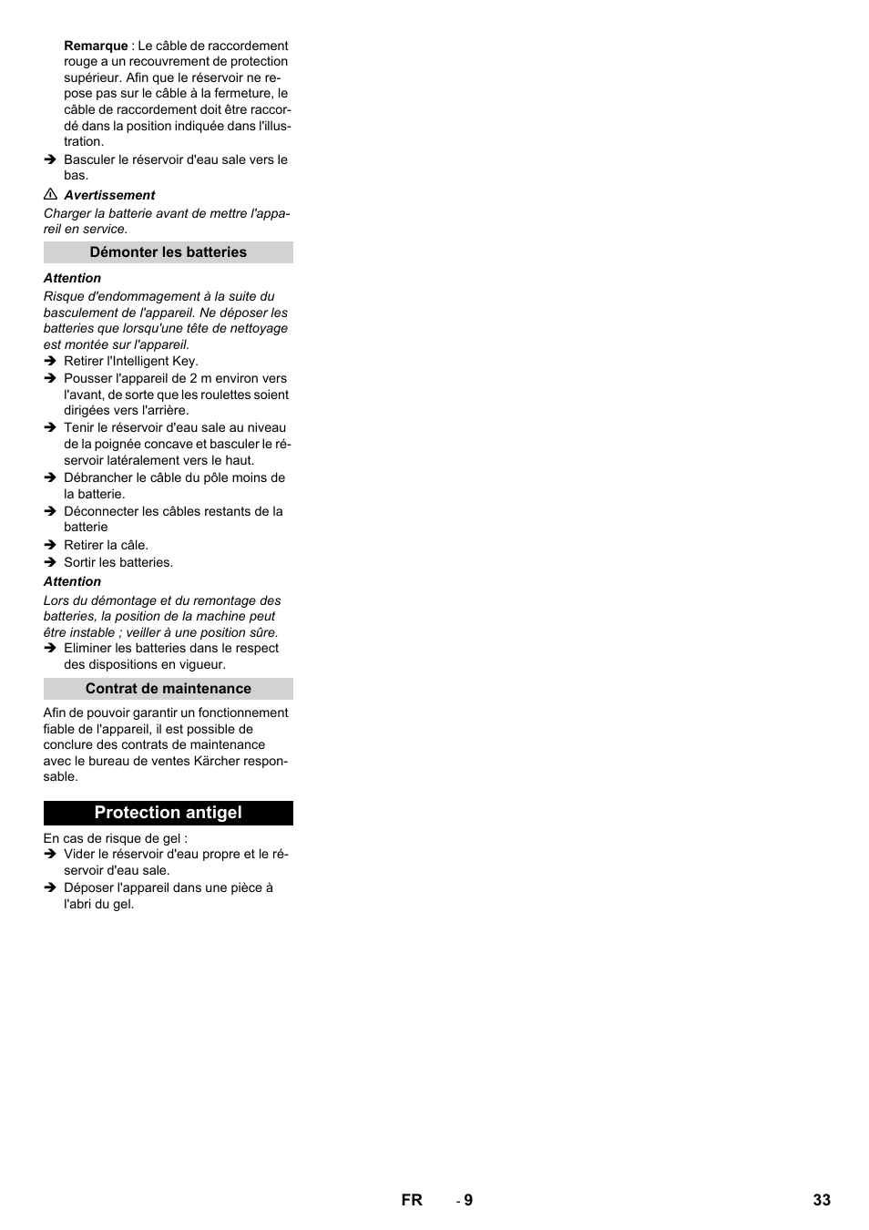 Protection antigel | Karcher B 80 W User Manual | Page 33 / 310