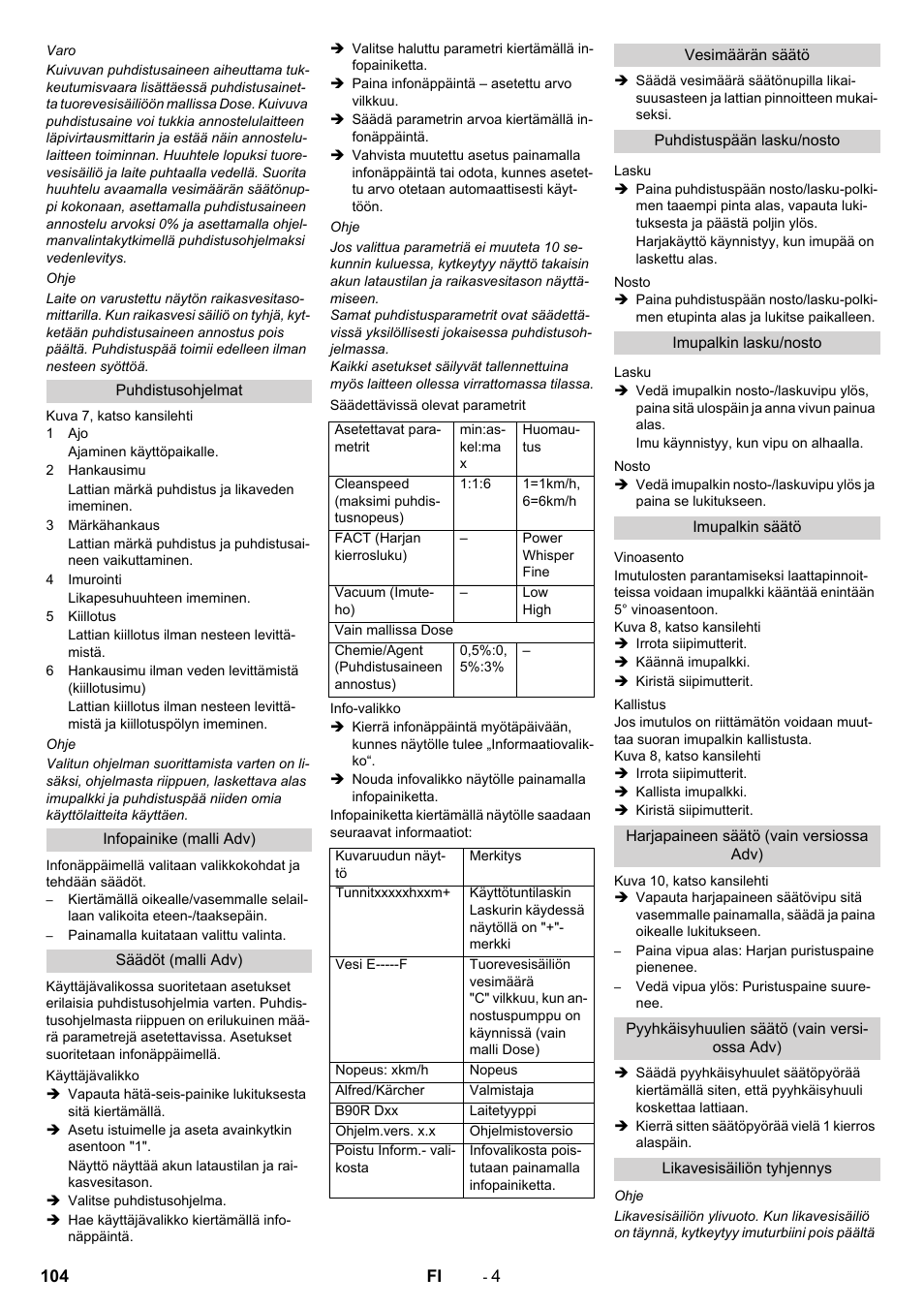 Karcher B 90 R Adv DOSE Bp Pack User Manual | Page 104 / 272