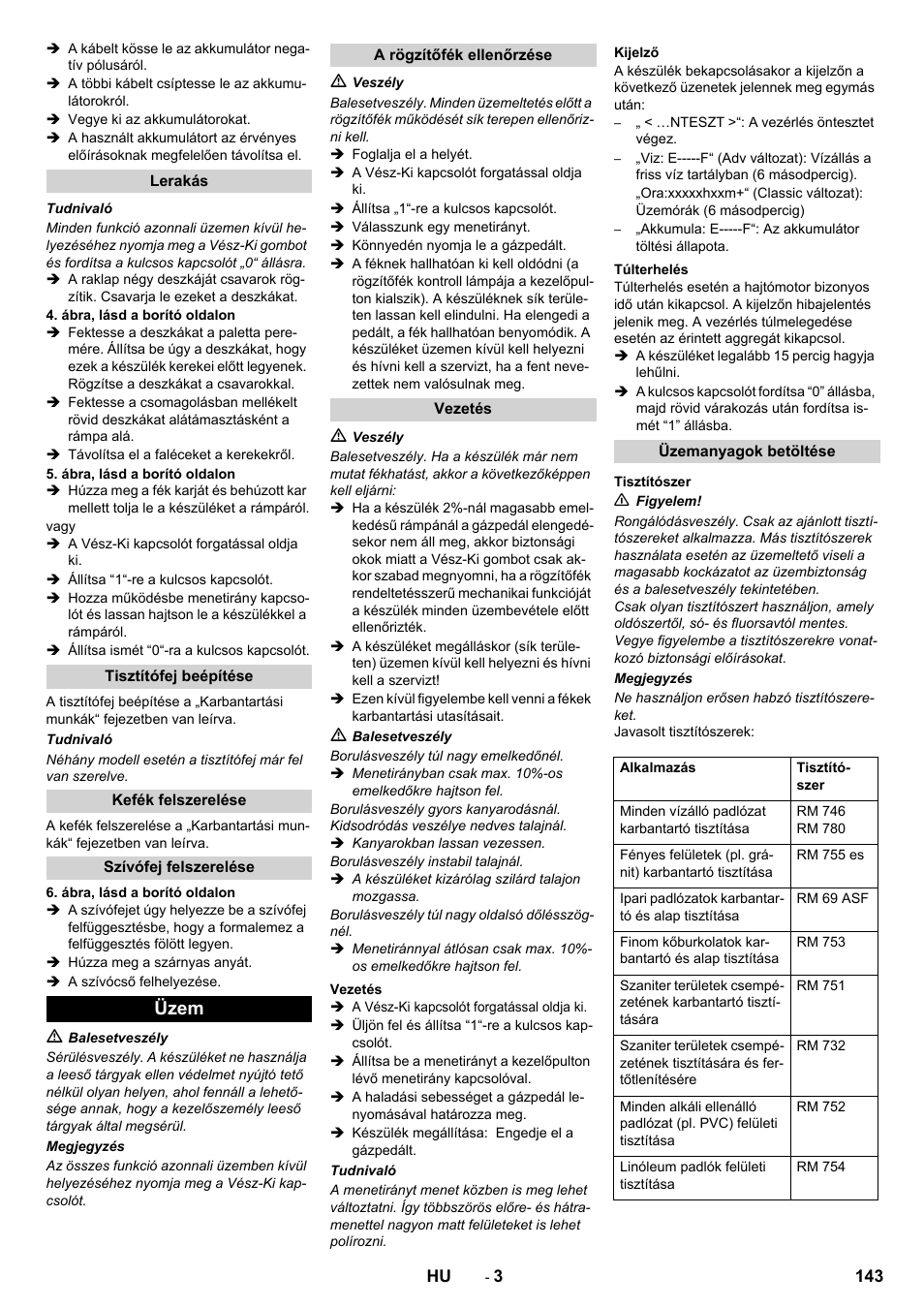 Üzem | Karcher B 90 R Adv DOSE Bp Pack User Manual | Page 143 / 272
