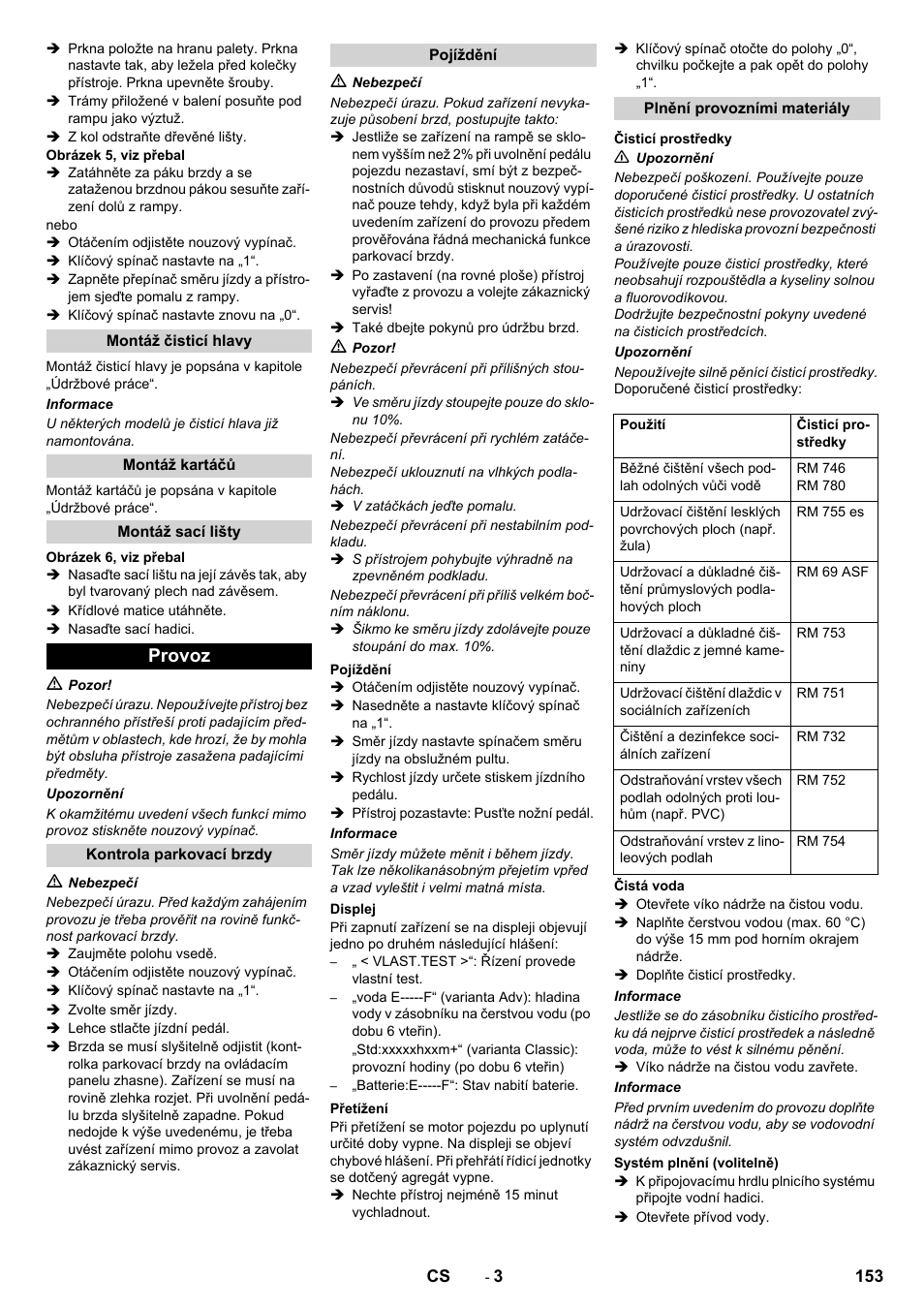 Provoz | Karcher B 90 R Adv DOSE Bp Pack User Manual | Page 153 / 272