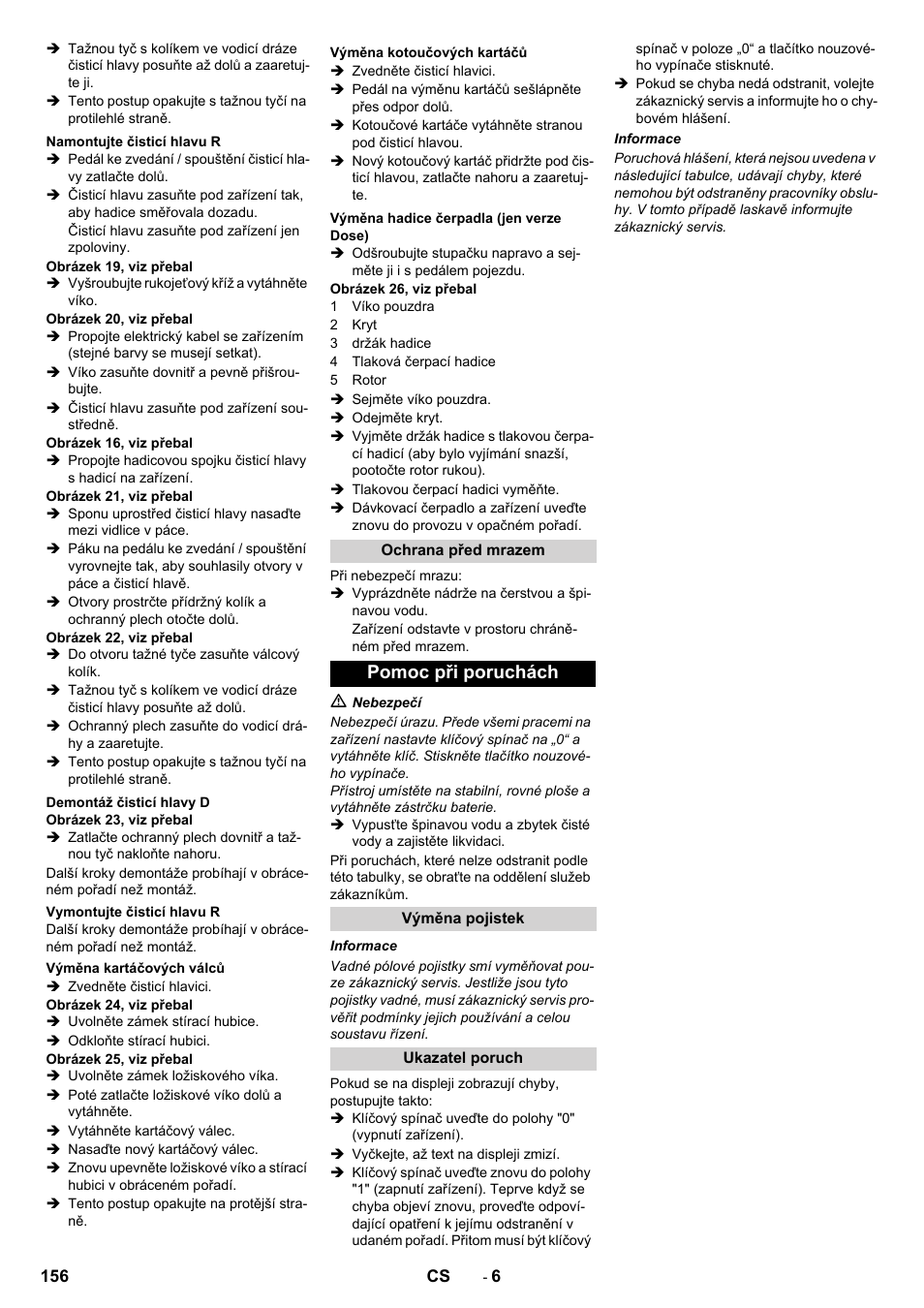 Pomoc při poruchách | Karcher B 90 R Adv DOSE Bp Pack User Manual | Page 156 / 272