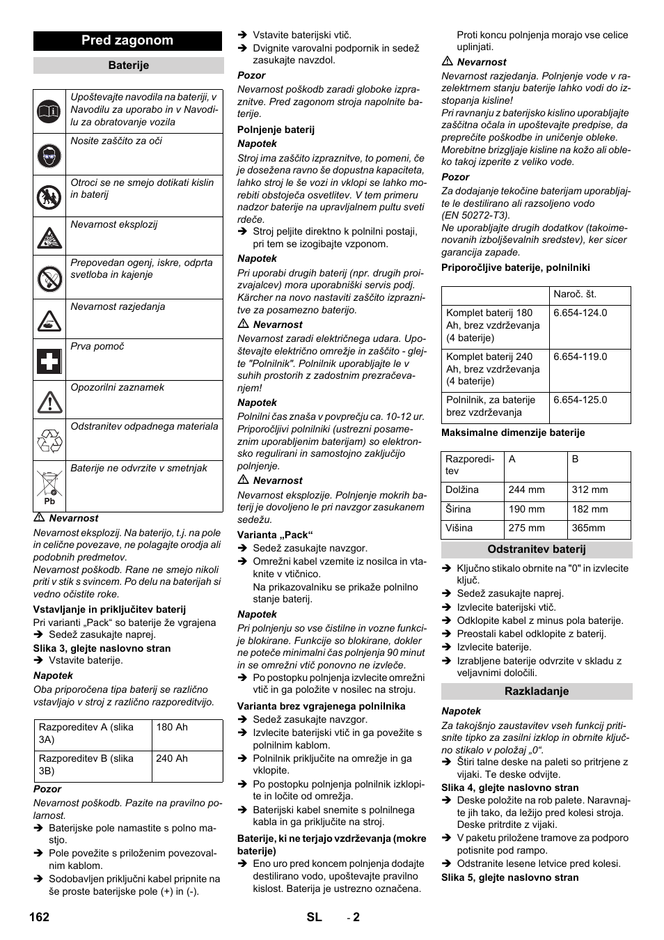 Pred zagonom | Karcher B 90 R Adv DOSE Bp Pack User Manual | Page 162 / 272