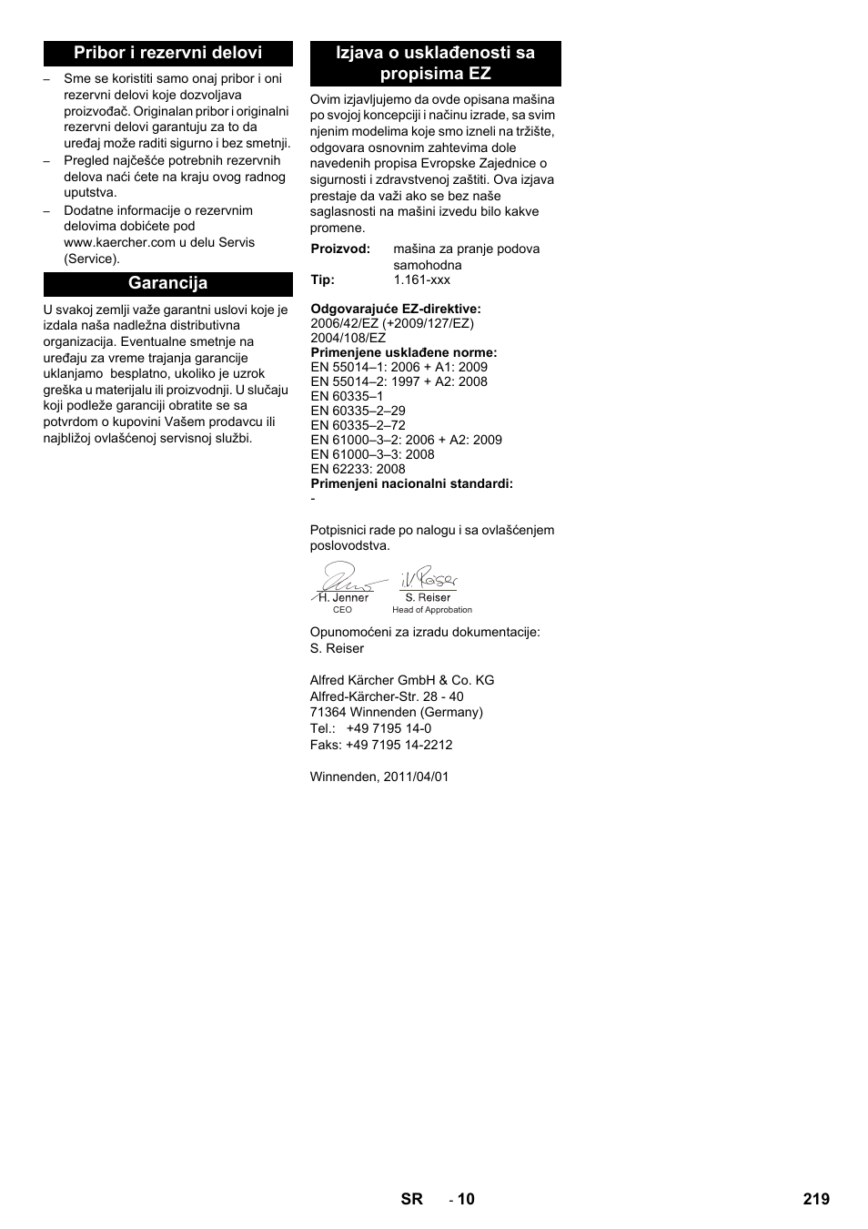 Karcher B 90 R Adv DOSE Bp Pack User Manual | Page 219 / 272