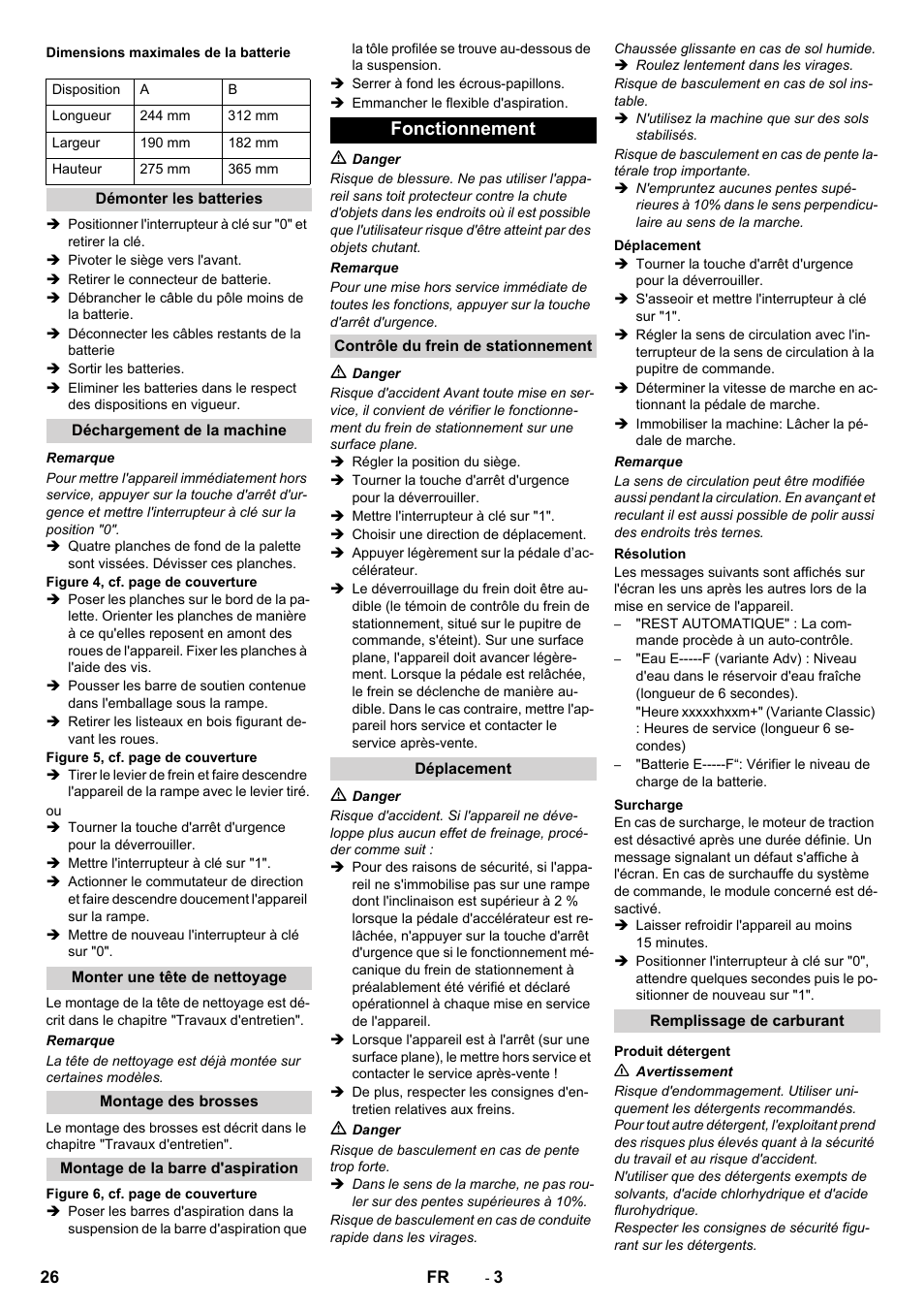 Fonctionnement | Karcher B 90 R Adv DOSE Bp Pack User Manual | Page 26 / 272