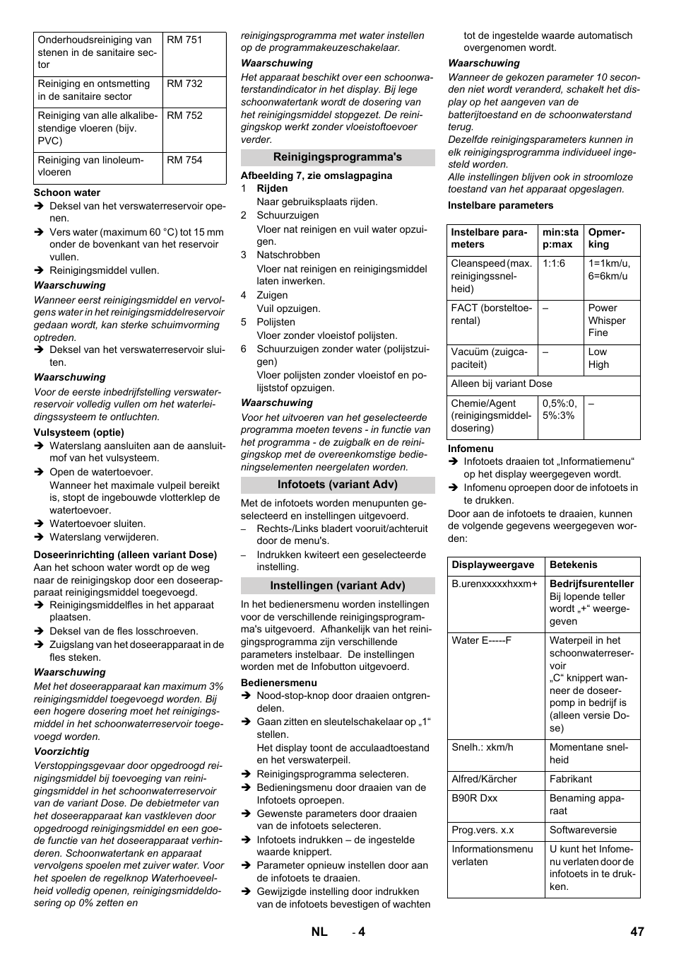 Karcher B 90 R Adv DOSE Bp Pack User Manual | Page 47 / 272