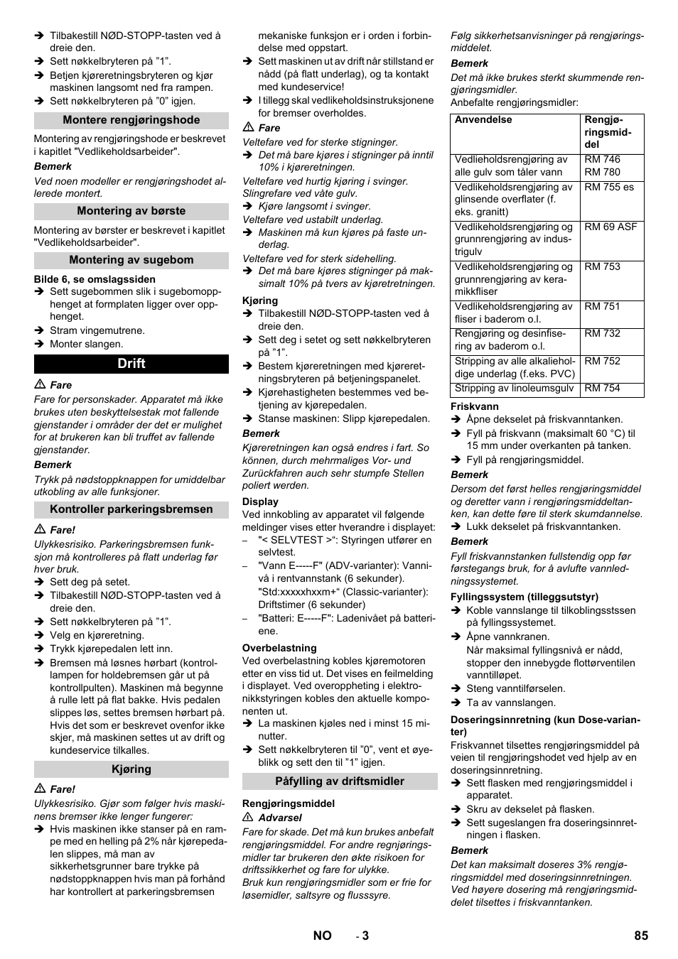 Drift | Karcher B 90 R Adv DOSE Bp Pack User Manual | Page 85 / 272
