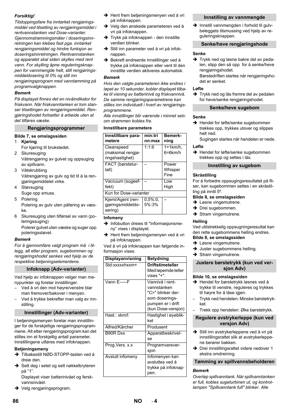 Karcher B 90 R Adv DOSE Bp Pack User Manual | Page 86 / 272