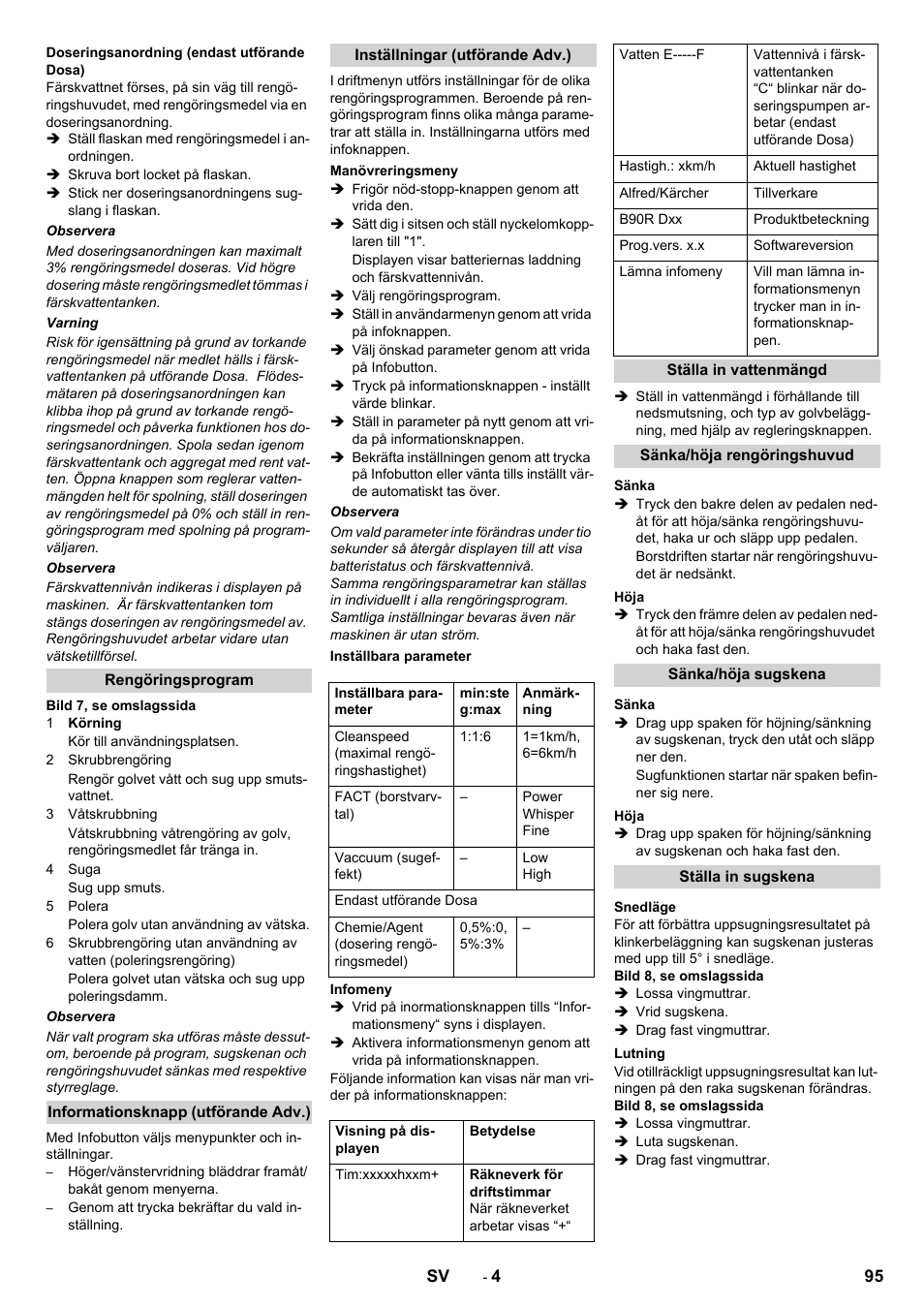 Karcher B 90 R Adv DOSE Bp Pack User Manual | Page 95 / 272