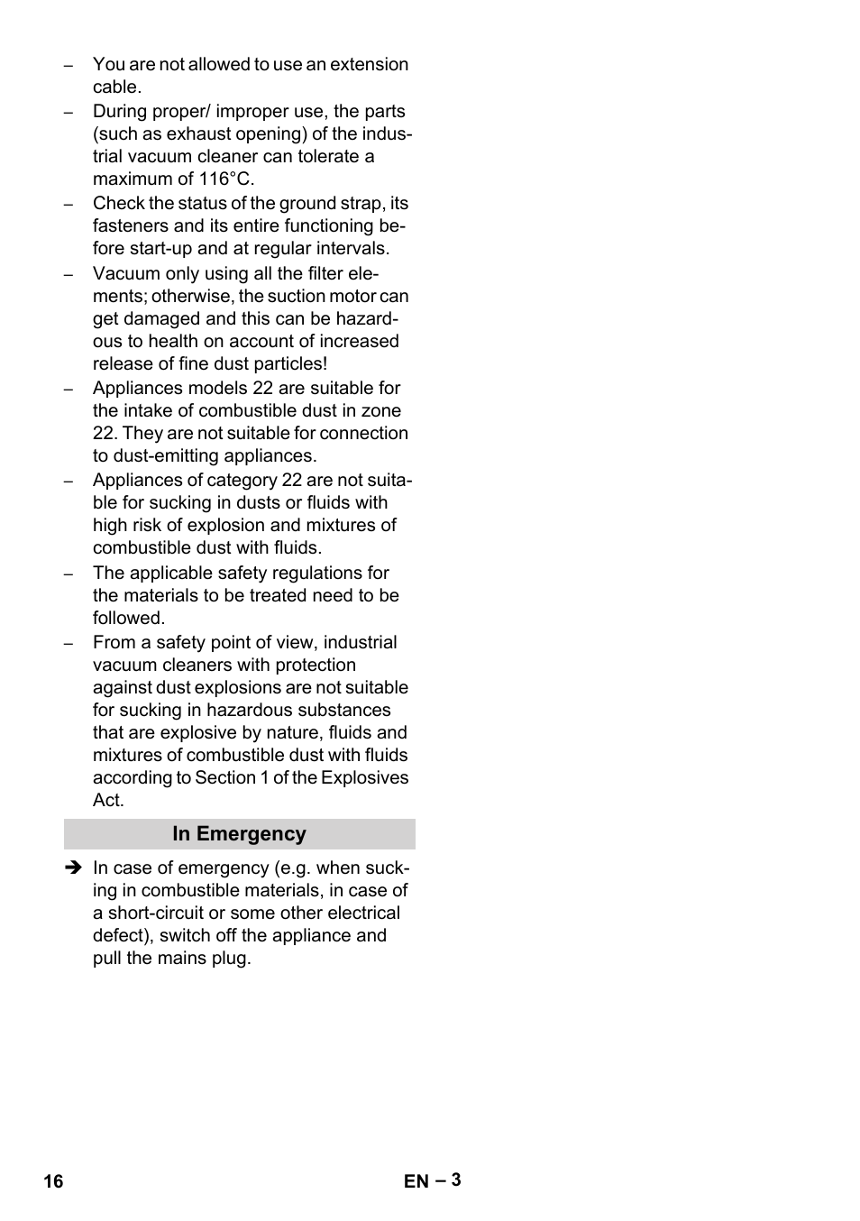 In emergency | Karcher IV 100-55 H B1 User Manual | Page 16 / 308