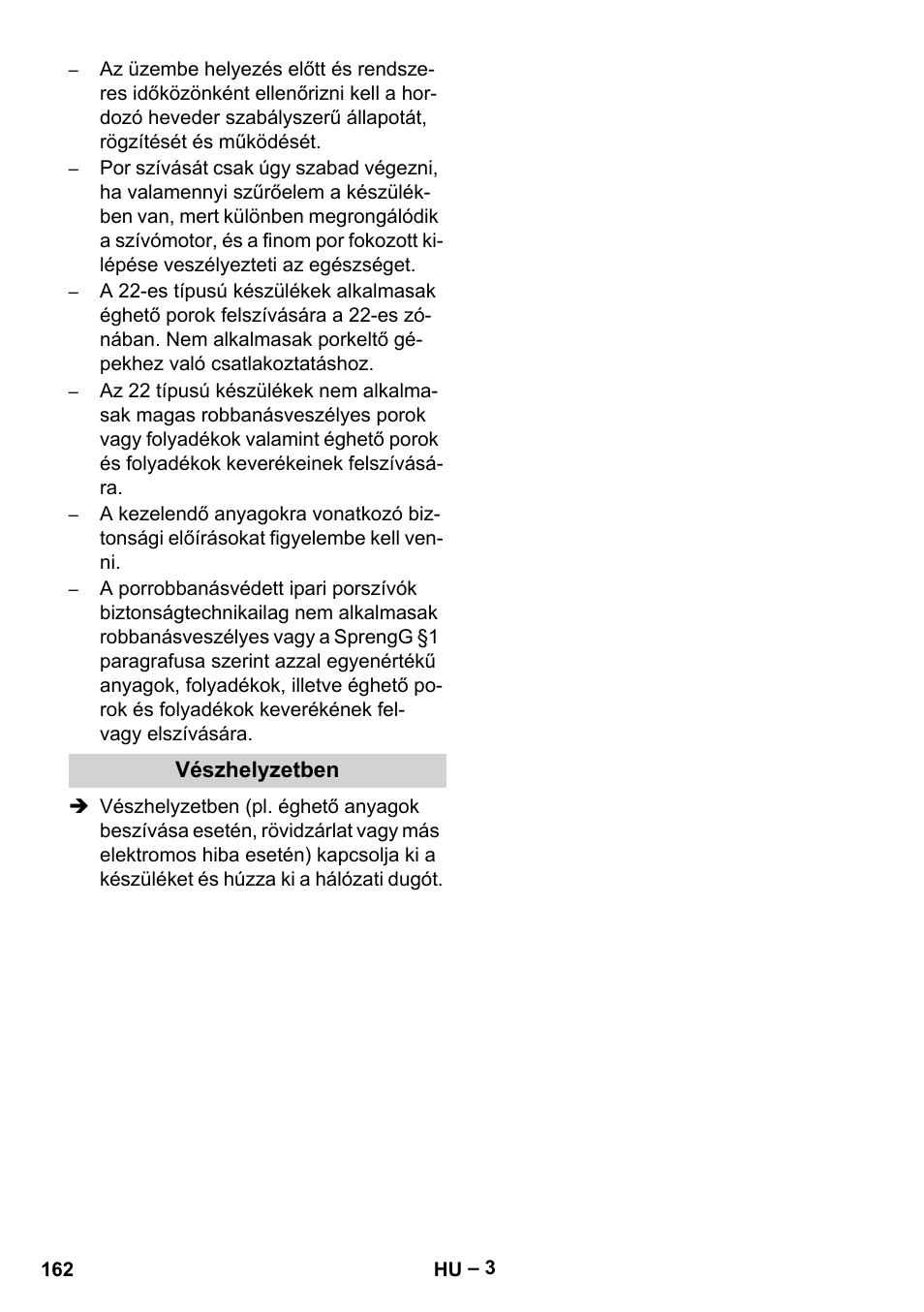 Vészhelyzetben | Karcher IV 100-55 H B1 User Manual | Page 162 / 308