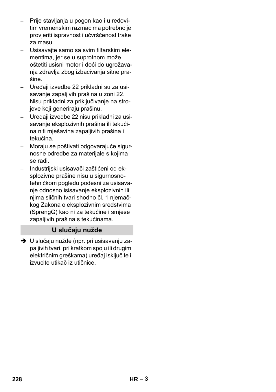 U slučaju nužde | Karcher IV 100-55 H B1 User Manual | Page 228 / 308