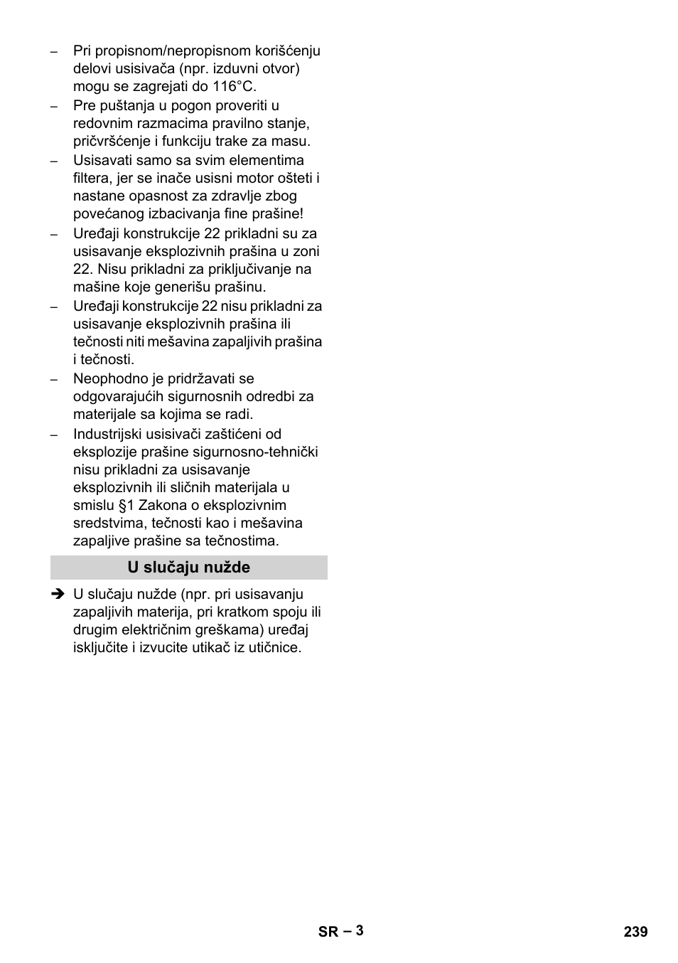 U slučaju nužde | Karcher IV 100-55 H B1 User Manual | Page 239 / 308