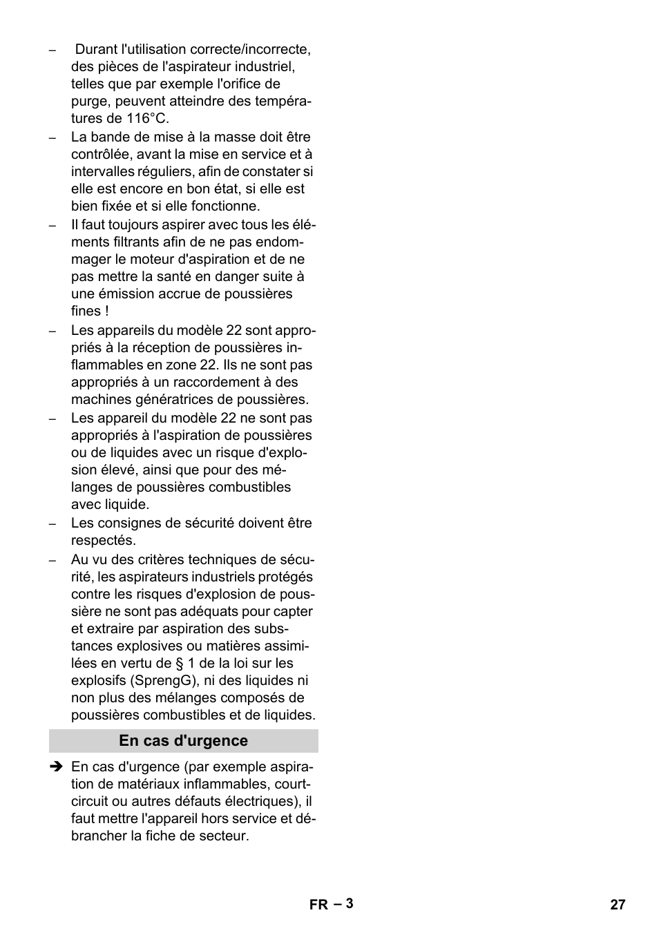 En cas d'urgence | Karcher IV 100-55 H B1 User Manual | Page 27 / 308