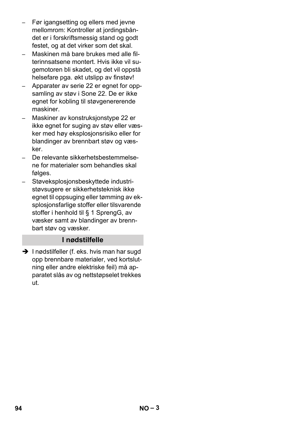 I nødstilfelle | Karcher IV 100-55 H B1 User Manual | Page 94 / 308