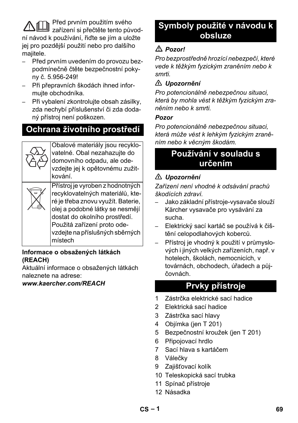 Čeština, Eština, Ochrana životního prostředí | Karcher T 12-1 User Manual | Page 69 / 120