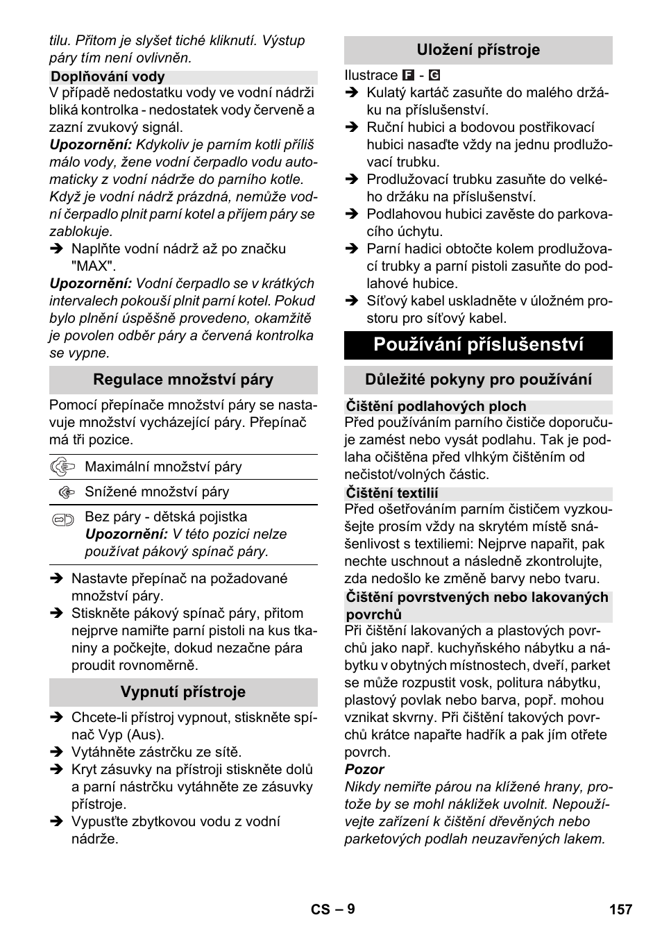 Používání příslušenství | Karcher Stirerie SI 2-600 CB User Manual | Page 157 / 286