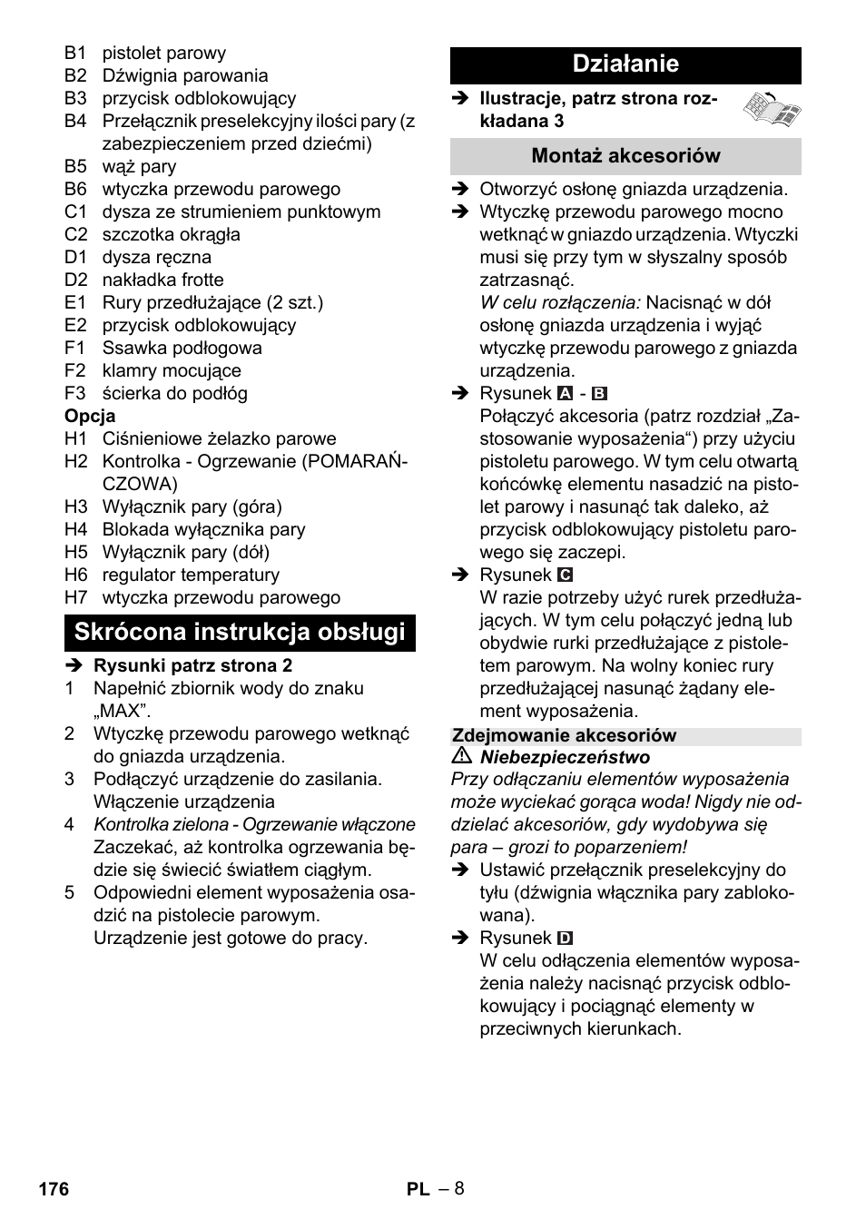 Skrócona instrukcja obsługi działanie | Karcher Stirerie SI 2-600 CB User Manual | Page 176 / 286