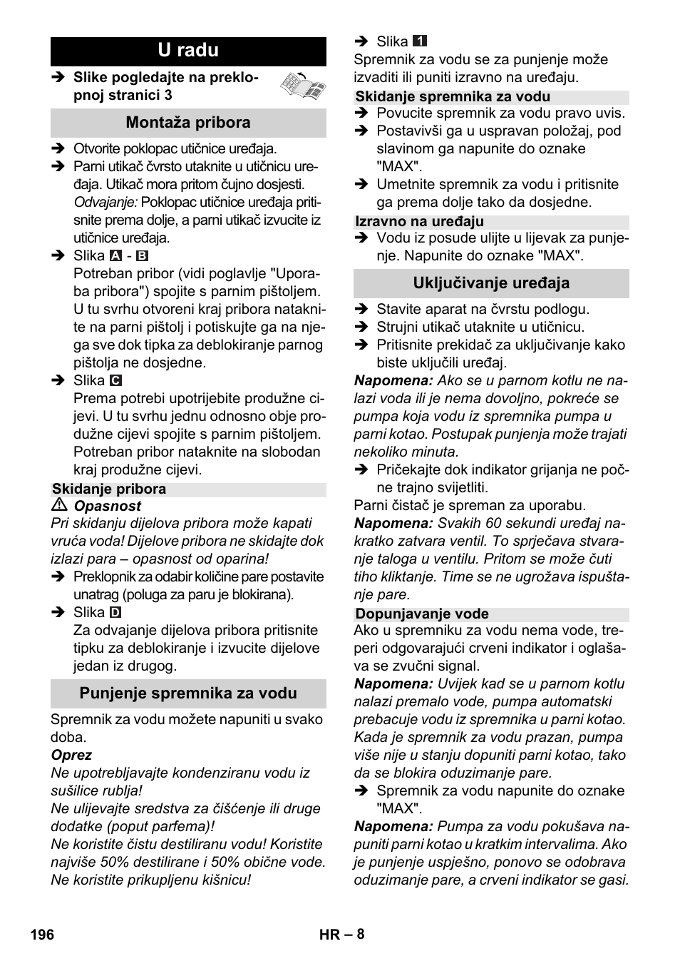 U radu | Karcher Stirerie SI 2-600 CB User Manual | Page 196 / 286