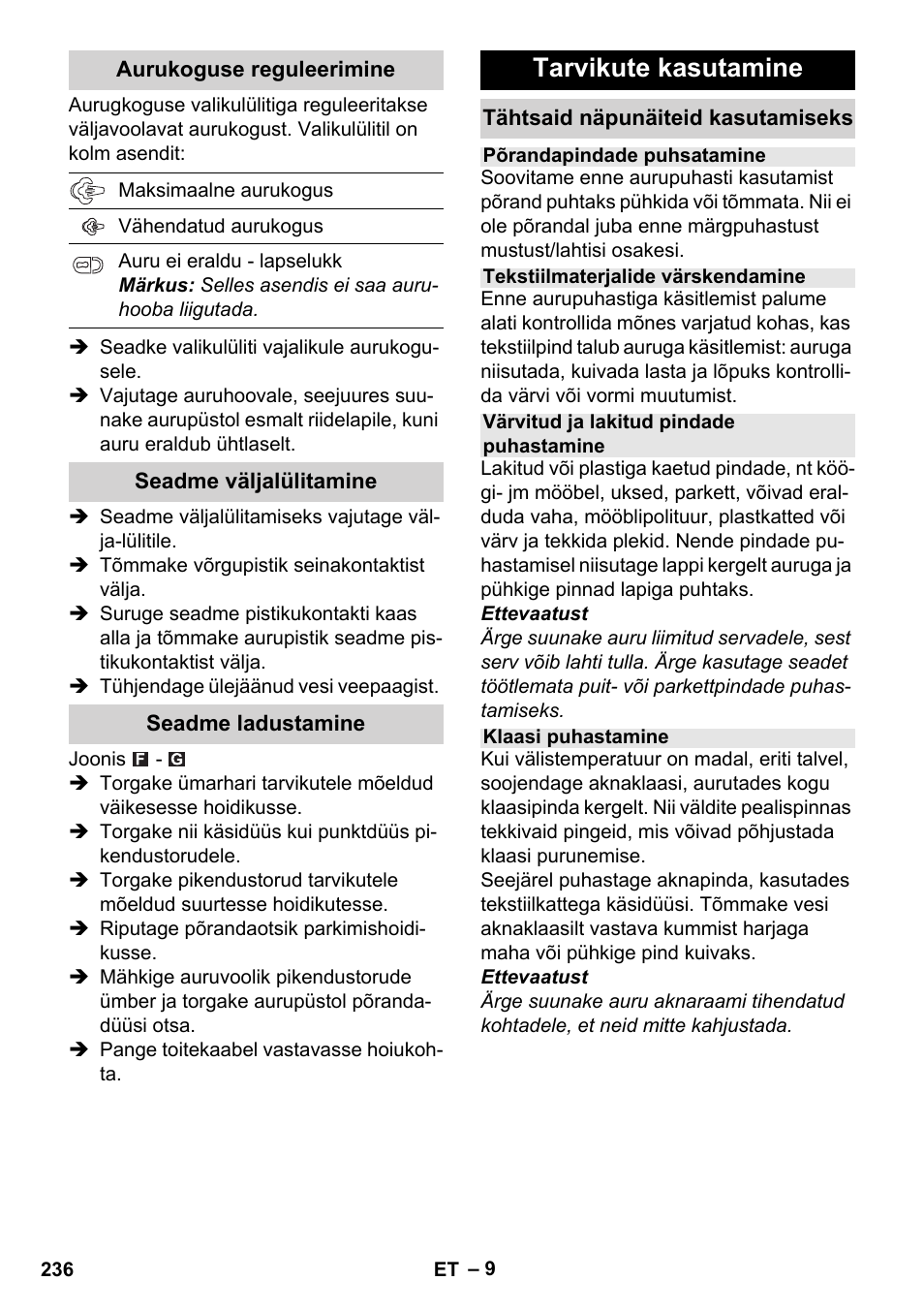 Tarvikute kasutamine | Karcher Stirerie SI 2-600 CB User Manual | Page 236 / 286