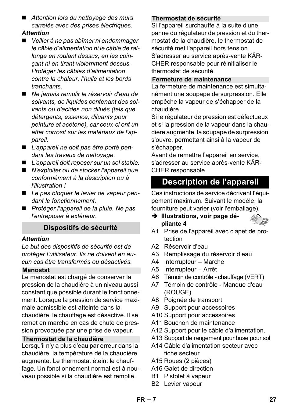 Description de l’appareil | Karcher Stirerie SI 2-600 CB User Manual | Page 27 / 286