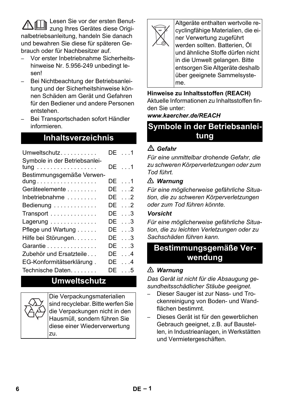 Karcher NT 27-1 Me Adv User Manual | Page 6 / 148
