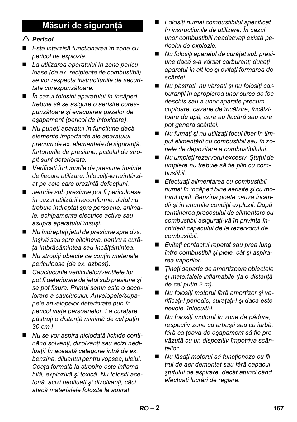Măsuri de siguranţă | Karcher G 7-10 M User Manual | Page 167 / 248