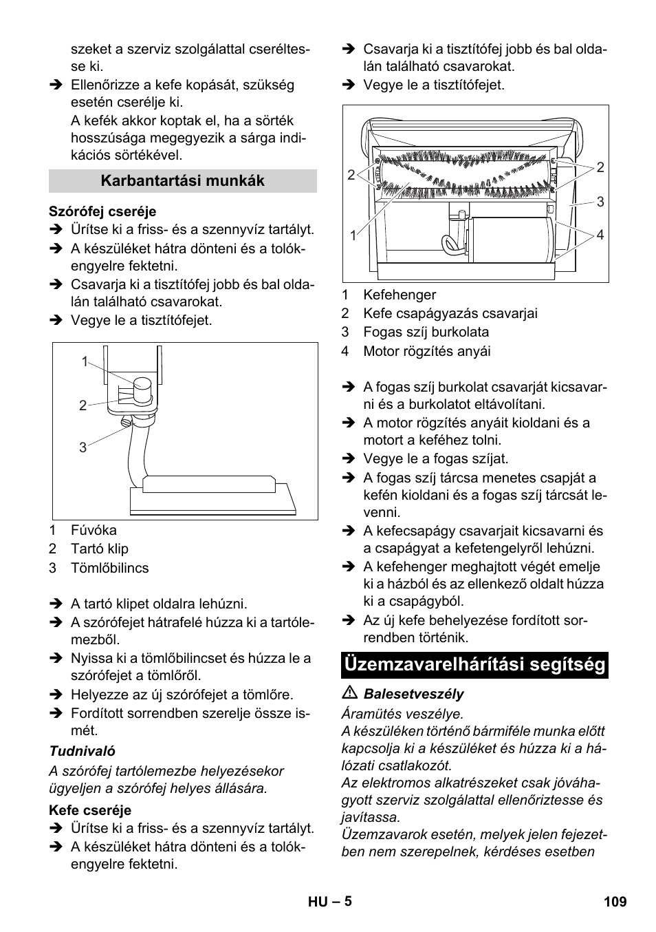 Üzemzavarelhárítási segítség | Karcher BRC 30-15 C User Manual | Page 109 / 200