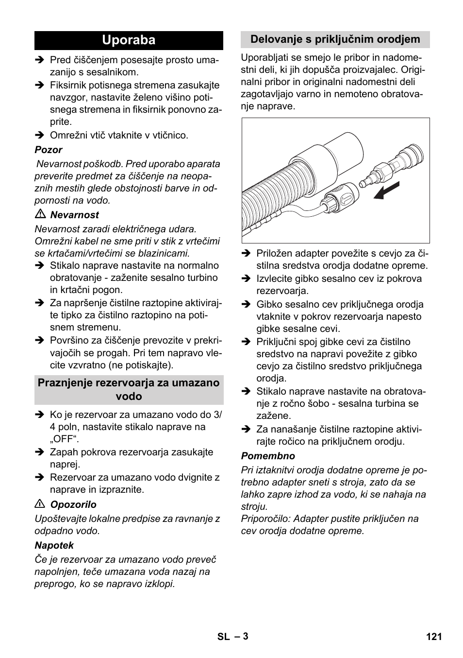 Uporaba | Karcher BRC 30-15 C User Manual | Page 121 / 200