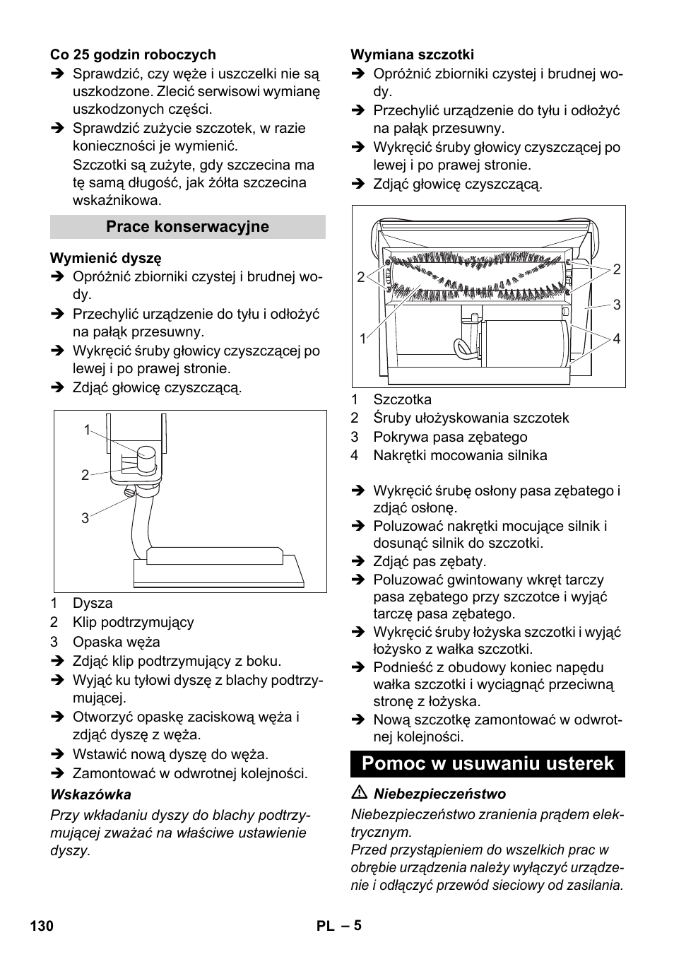 Pomoc w usuwaniu usterek | Karcher BRC 30-15 C User Manual | Page 130 / 200