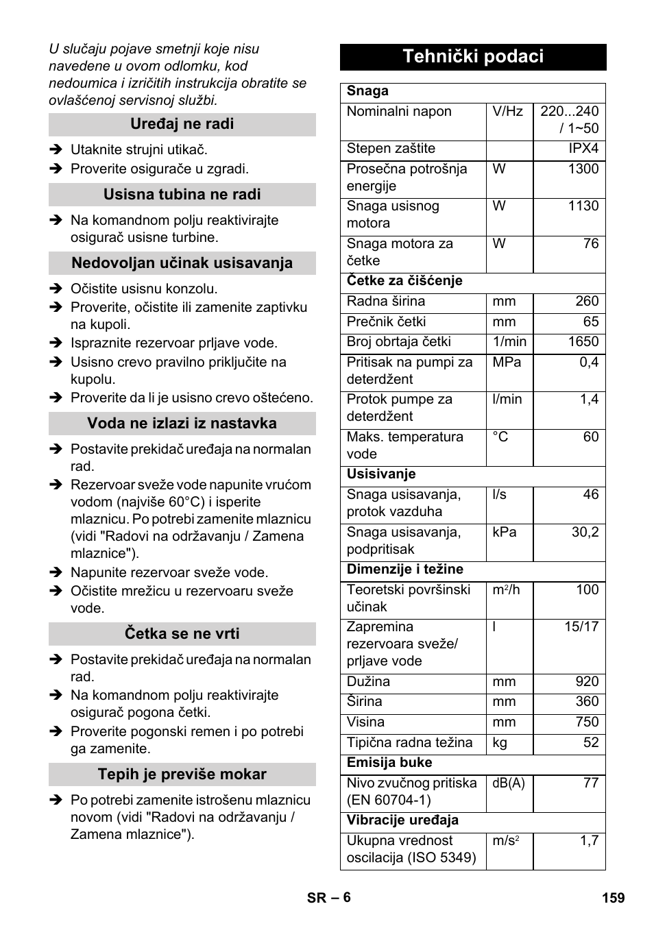 Tehnički podaci | Karcher BRC 30-15 C User Manual | Page 159 / 200