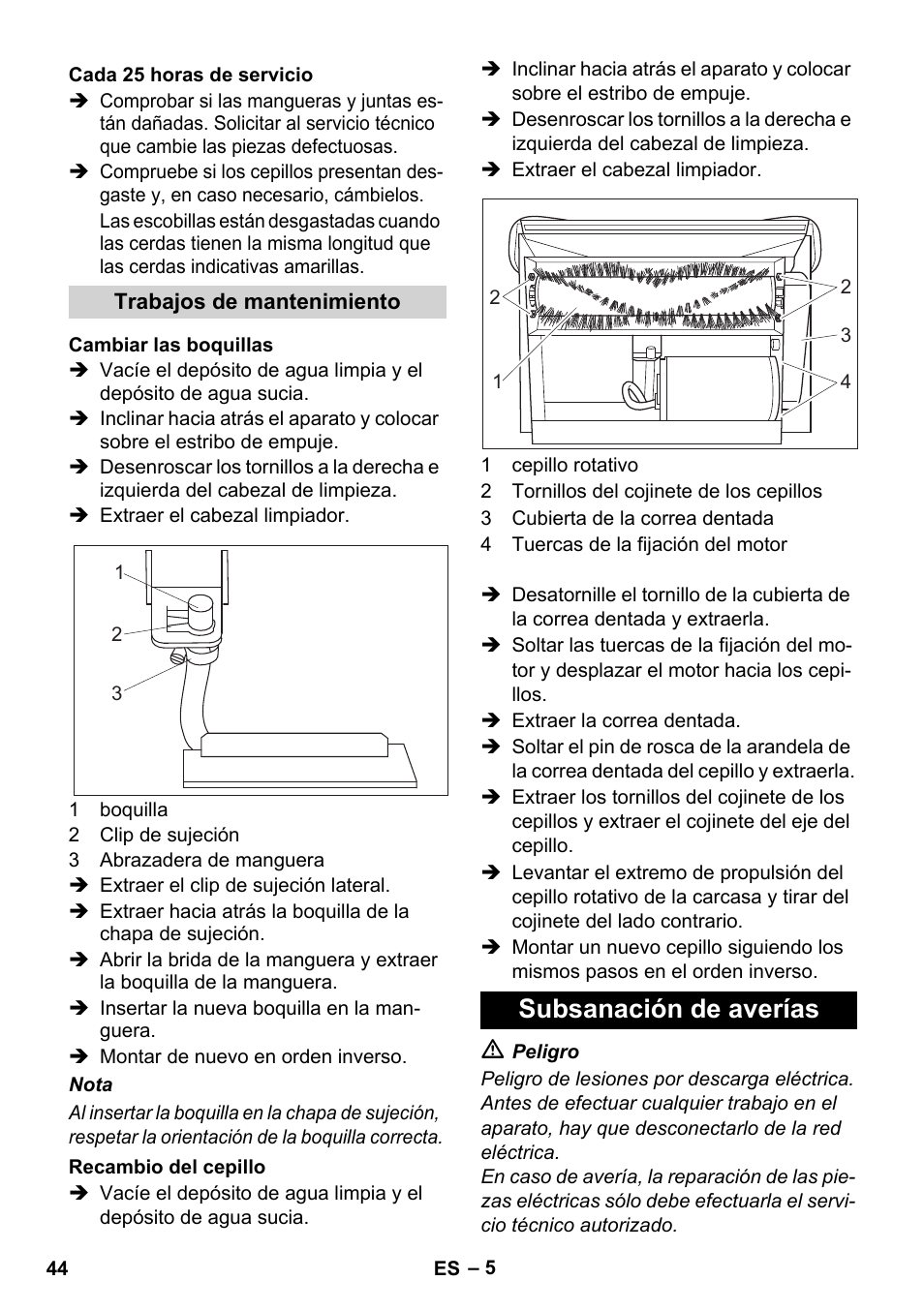 Subsanación de averías | Karcher BRC 30-15 C User Manual | Page 44 / 200