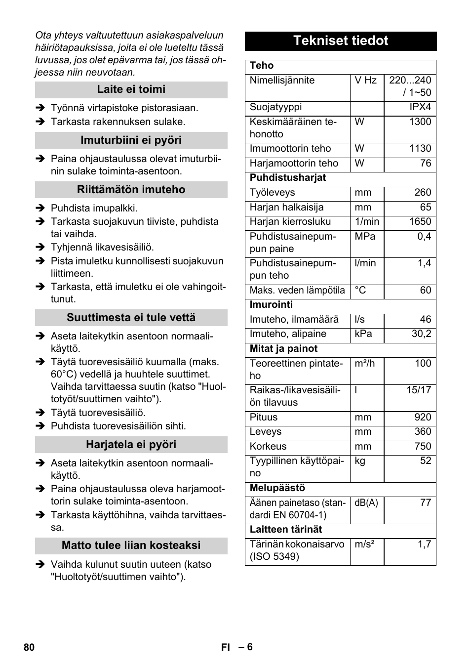 Tekniset tiedot | Karcher BRC 30-15 C User Manual | Page 80 / 200