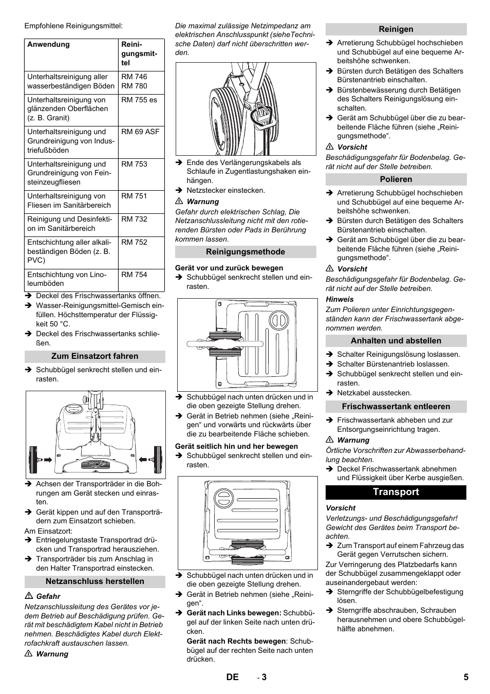 Transport | Karcher BRS 40-1000C EU User Manual | Page 5 / 168
