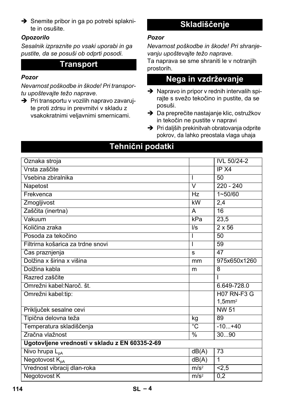 Karcher IVL 50-24-2 User Manual | Page 114 / 192