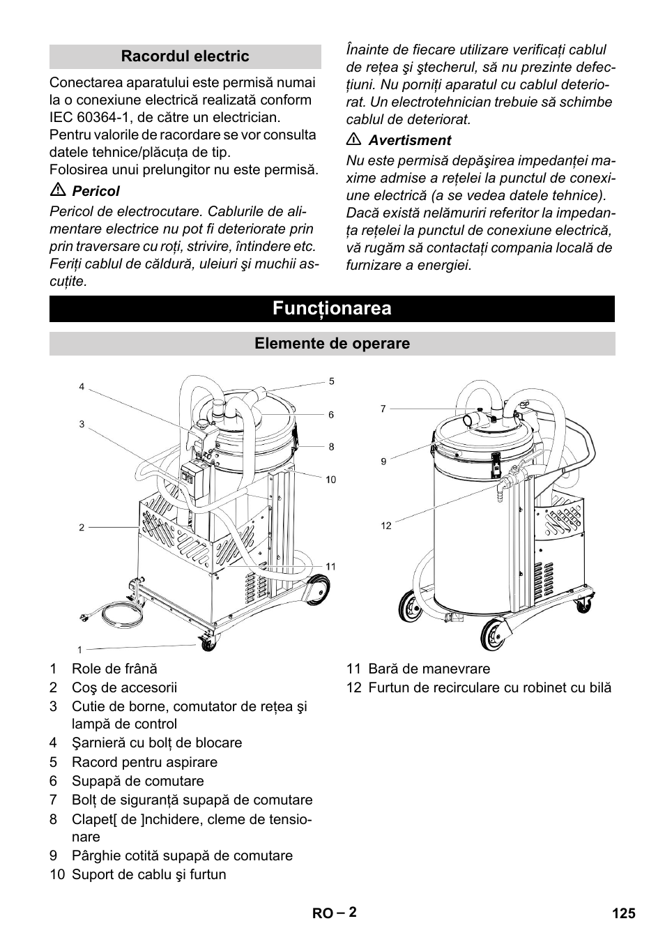 Funcţionarea | Karcher IVL 50-24-2 User Manual | Page 125 / 192