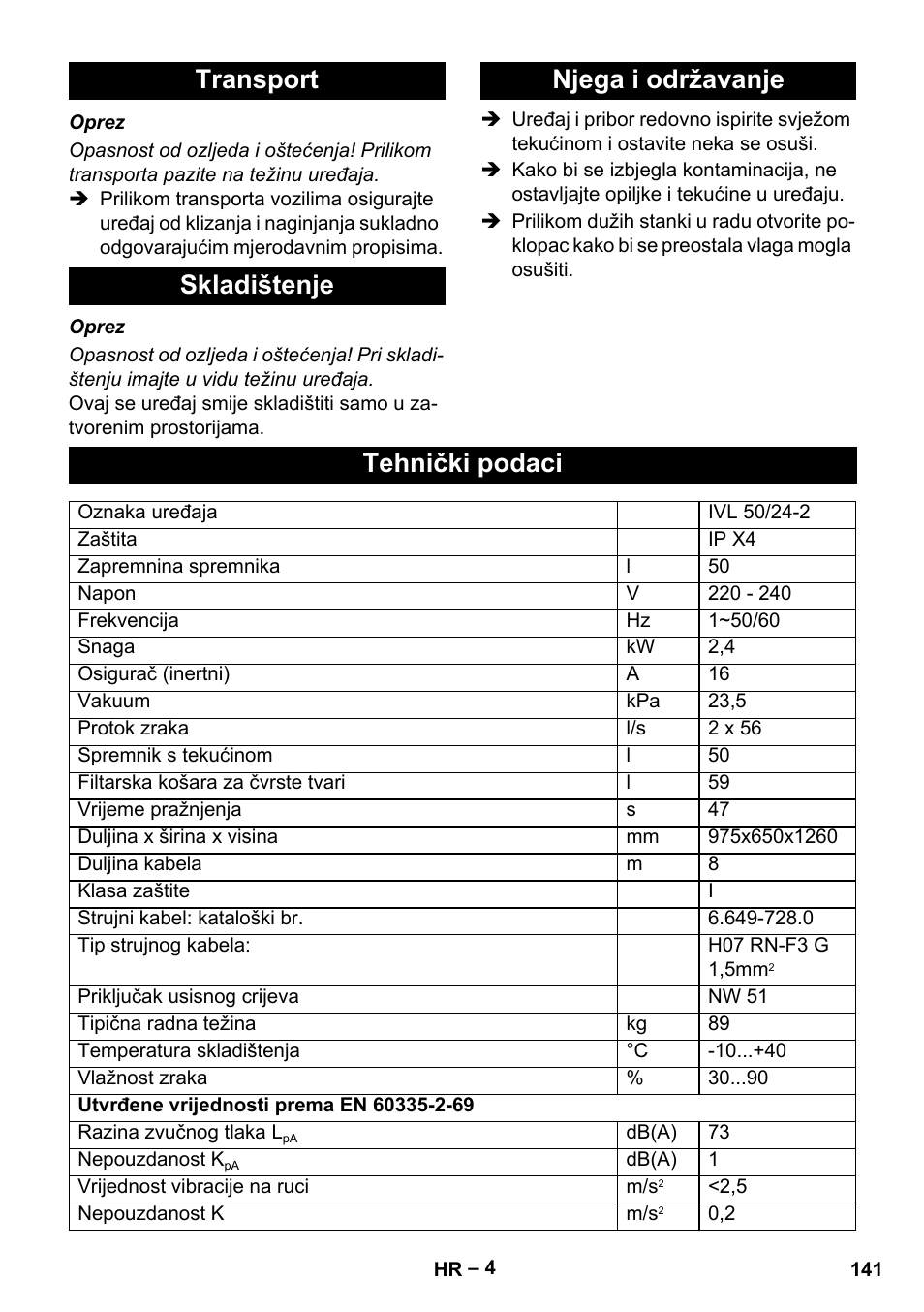 Karcher IVL 50-24-2 User Manual | Page 141 / 192